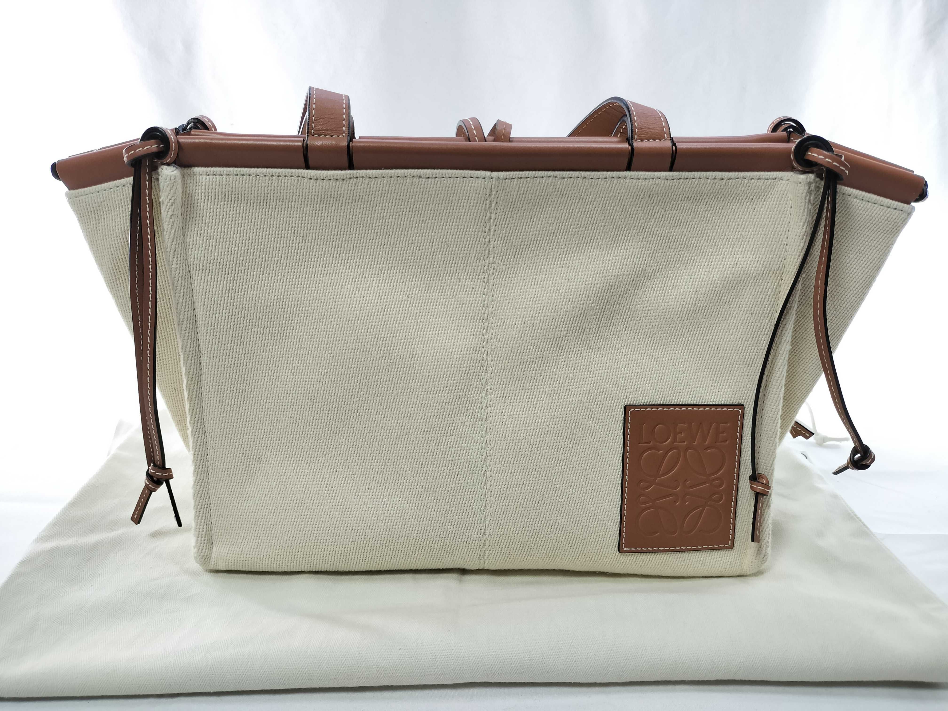 Cushion Tote Canvas x Leather Natural x Tan Tote Bag