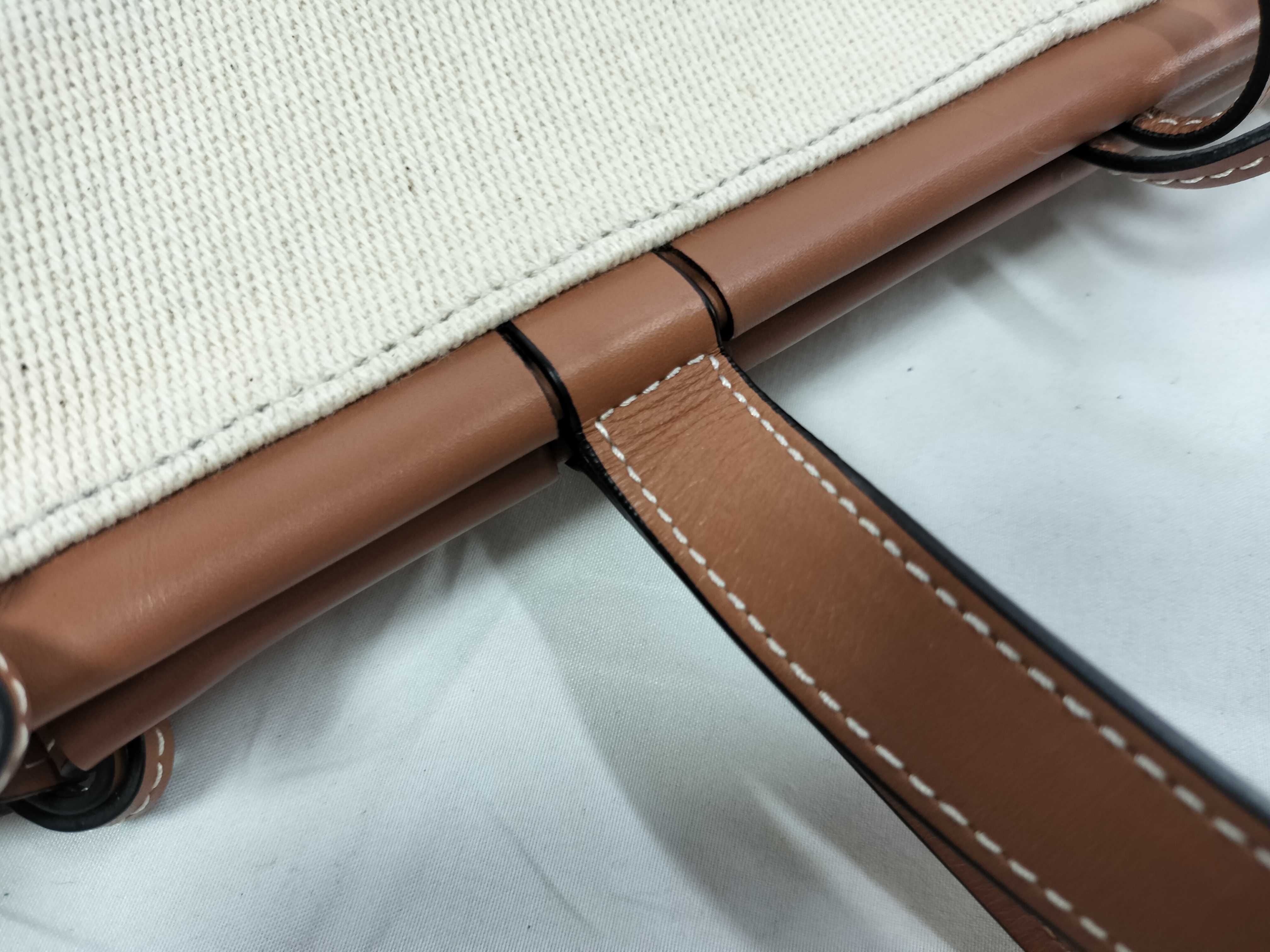 Cushion Tote Canvas x Leather Natural x Tan Tote Bag — view 5