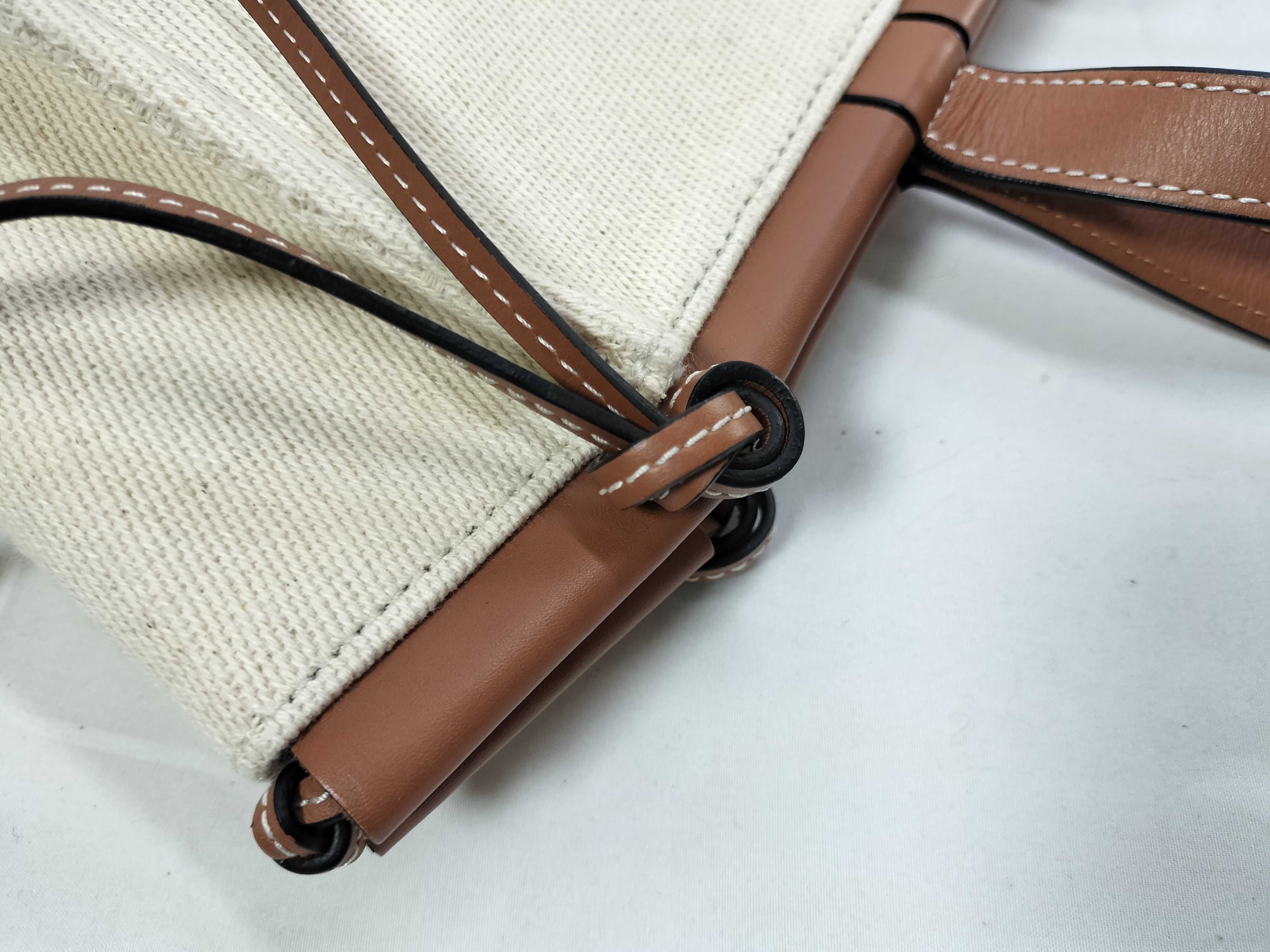 Cushion Tote Canvas x Leather Natural x Tan Tote Bag — view 6