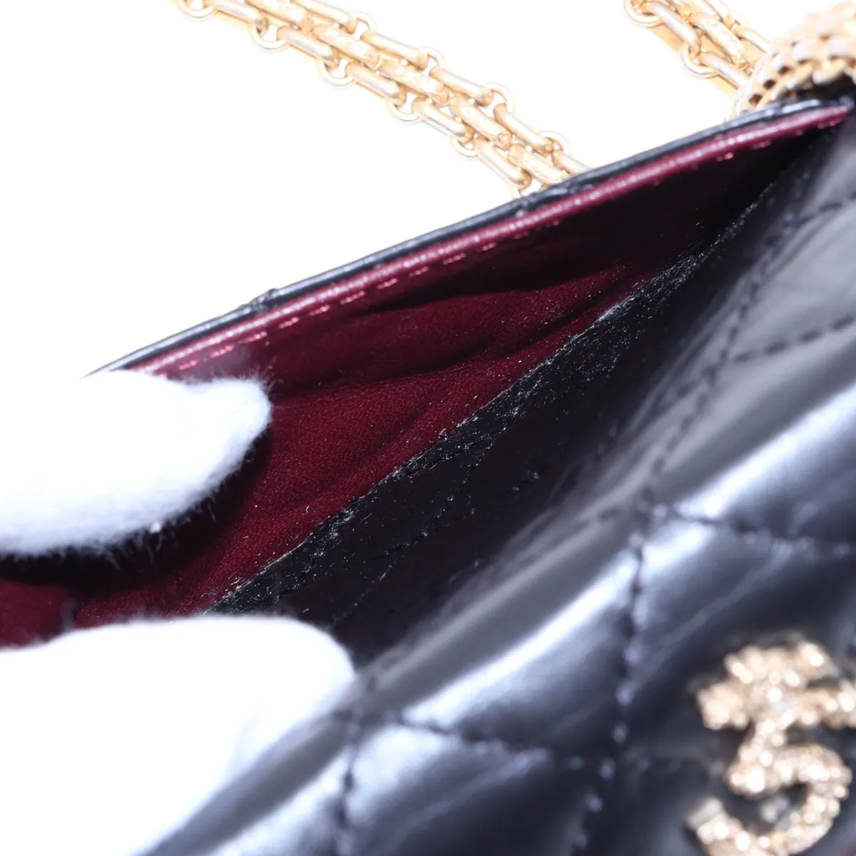 [Individually packaged] Chanel Matelassé 2.55 Mini Vintage Calf Double Flap Double Chain Bag Icon Black Gold Hardware 23901704 Serial Number 23 AS0874 — view 11