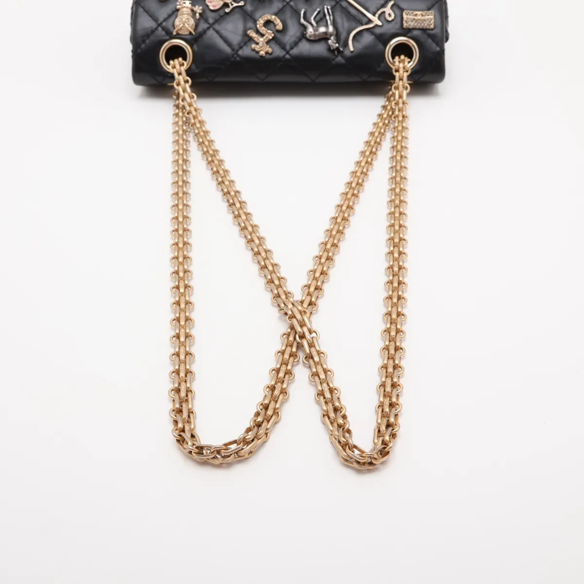 [Individually packaged] Chanel Matelassé 2.55 Mini Vintage Calf Double Flap Double Chain Bag Icon Black Gold Hardware 23901704 Serial Number 23 AS0874 — view 5