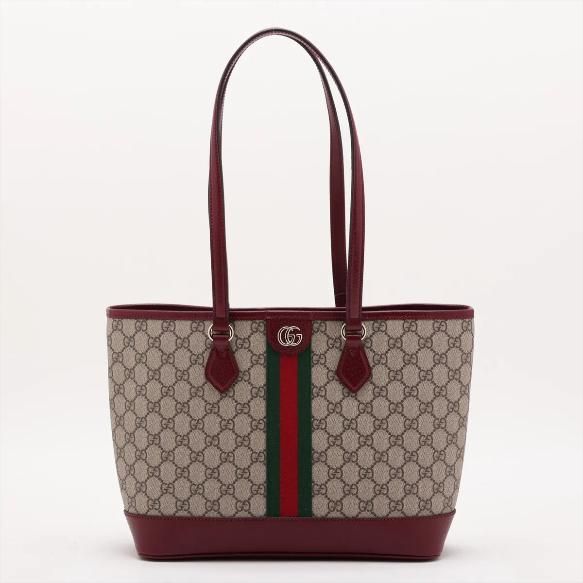 GG Supreme Ophidia 836849 PVC x Leather Tote Bag Beige x Bordeaux