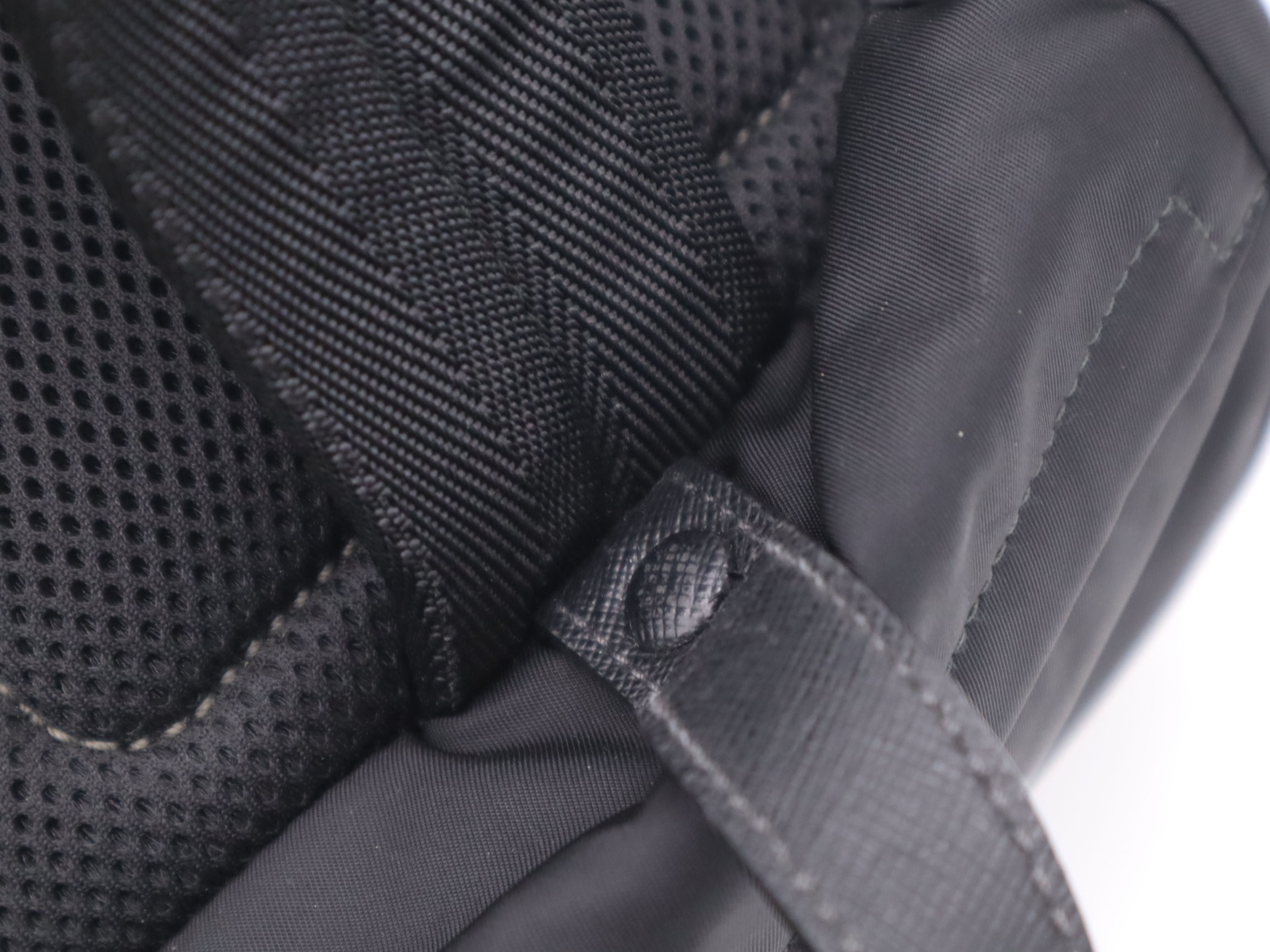 2VZ135 Nylon Triangle Logo Backpack, Black, with Guarantee Card and Dust Bag. — view 8