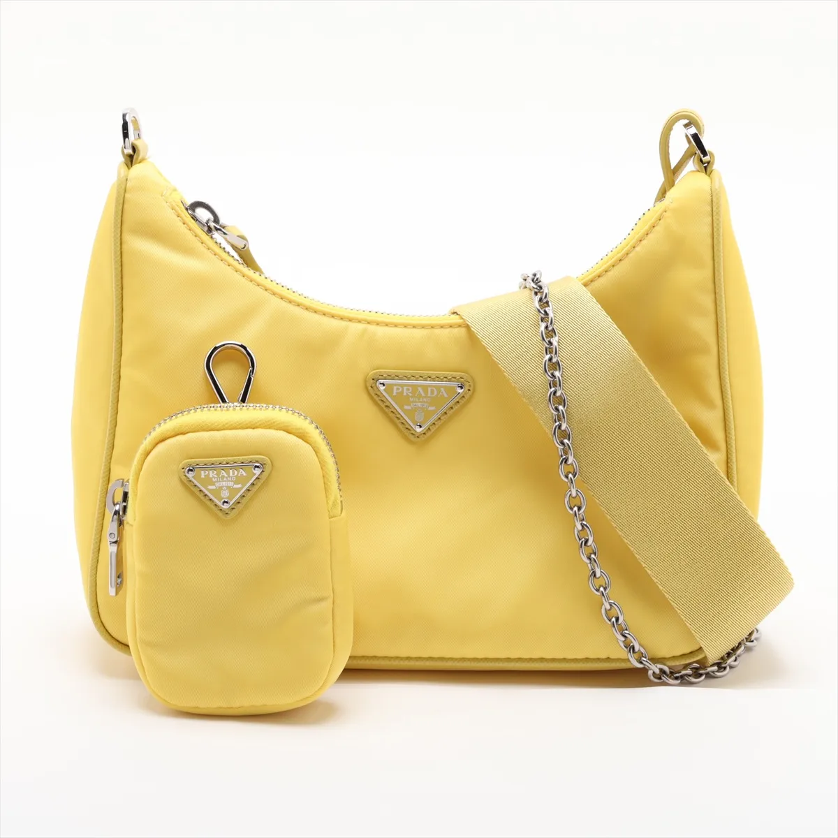 Tessuto Nylon x Leather Shoulder Bag, Yellow