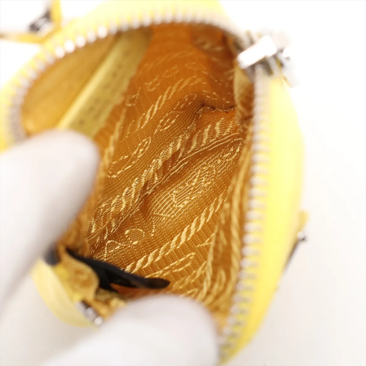 Tessuto Nylon x Leather Shoulder Bag, Yellow — view 7