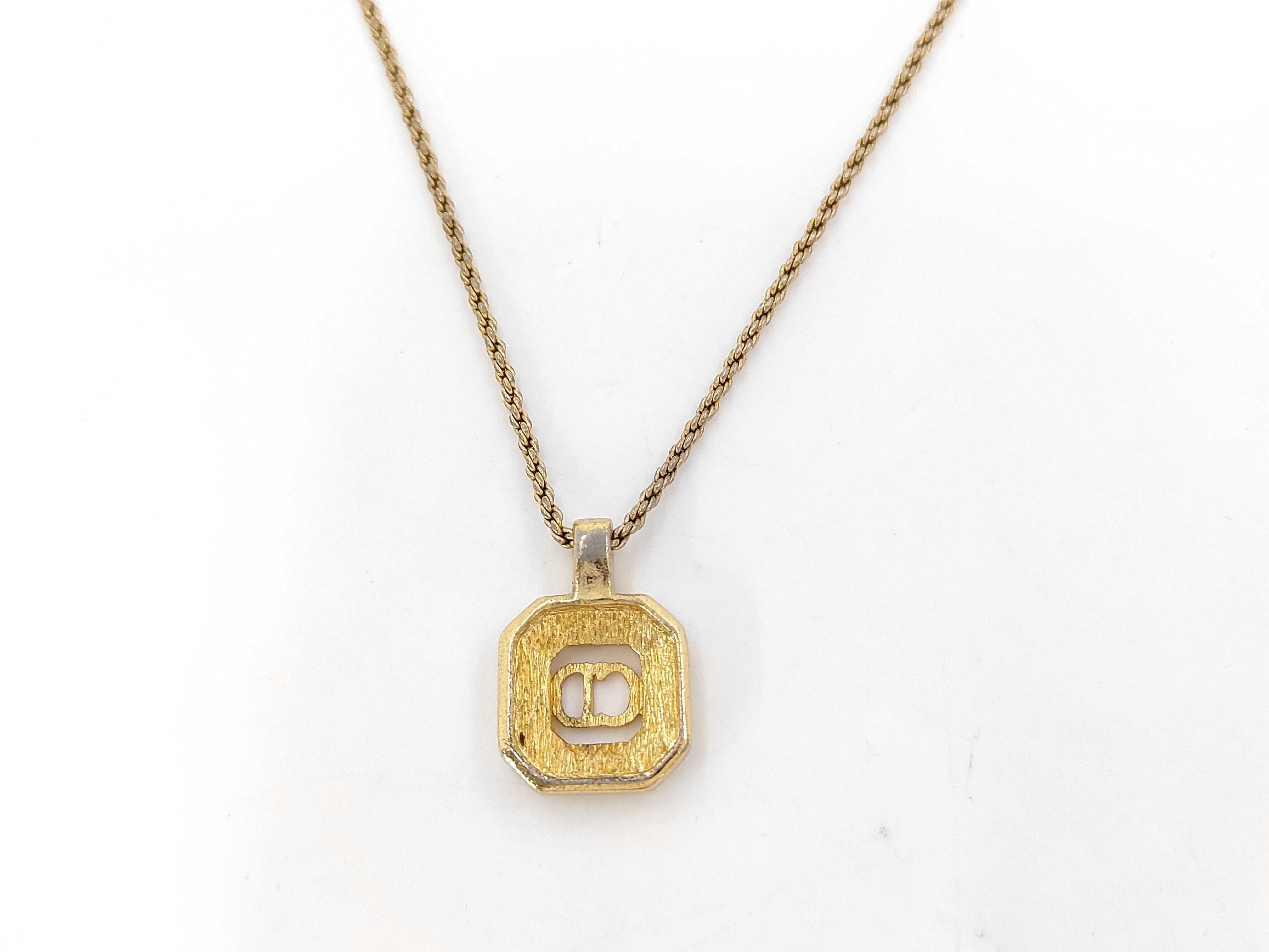 Rhinestone Gold Square Necklace — view 2