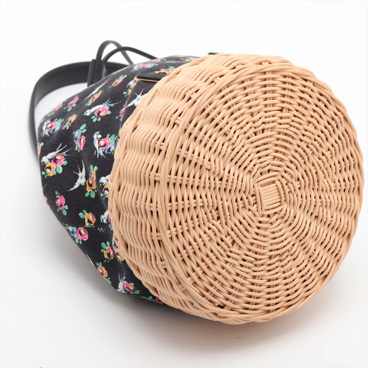 Canvas x Rattan 2-Way Shoulder Bag, Black x Beige — view 4