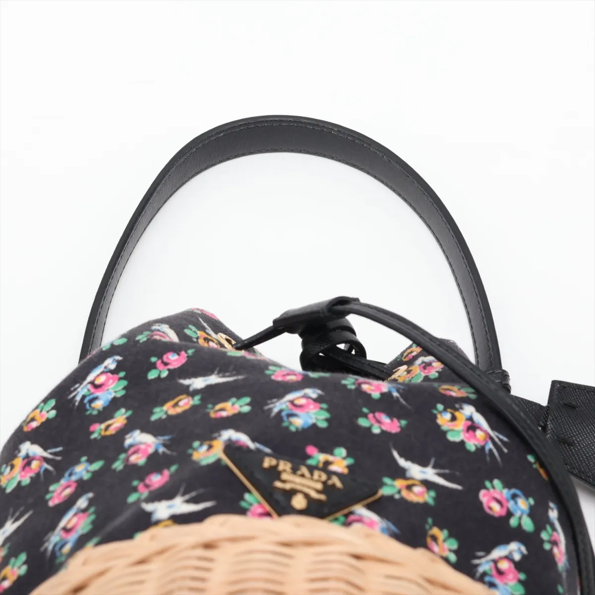 Canvas x Rattan 2-Way Shoulder Bag, Black x Beige — view 6