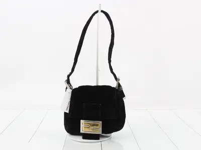 Baguette Velour One-Shoulder Bag