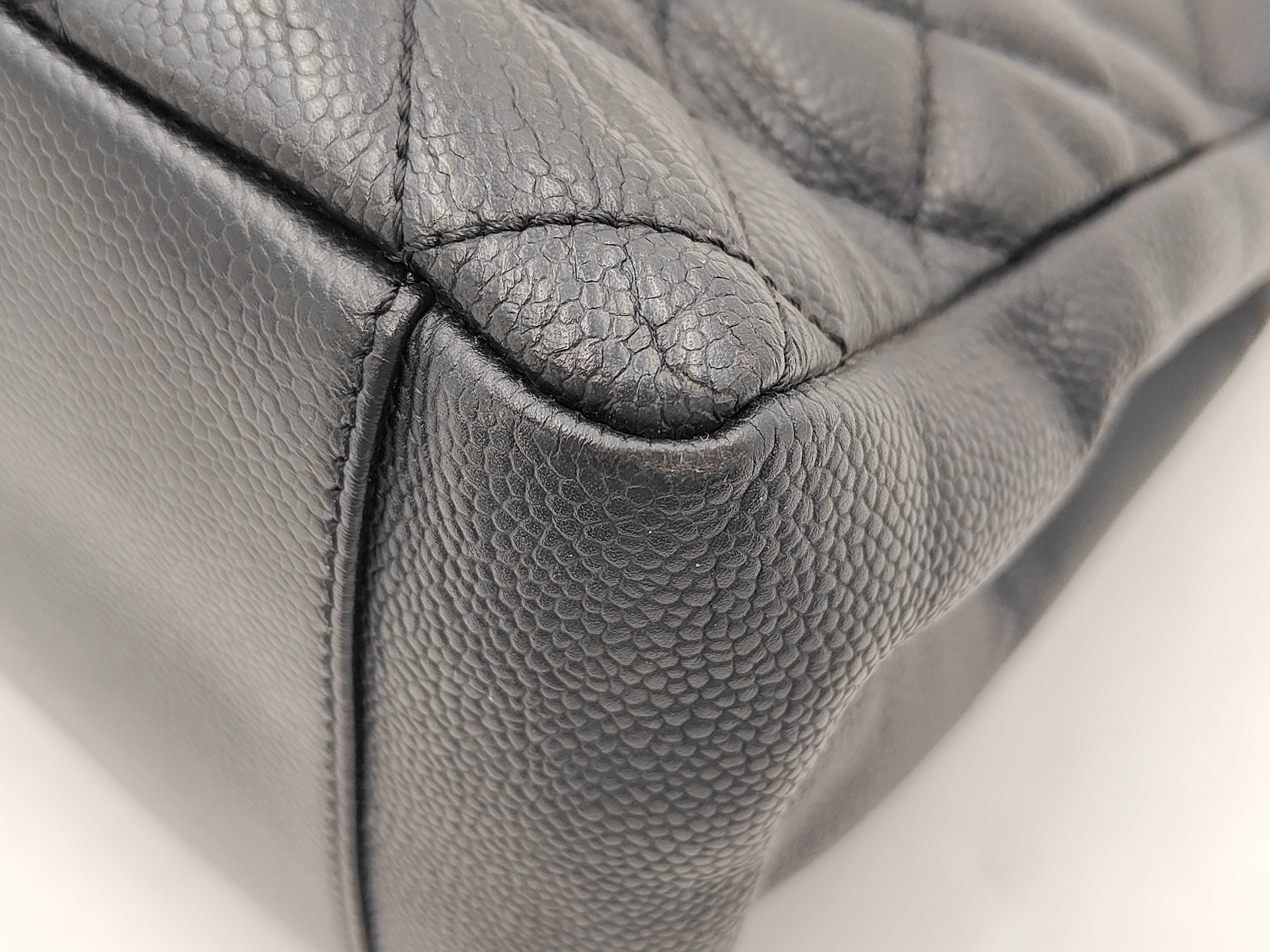 GST Caviar Leather Tote Bag (with seal) - Black Leather Tote Bag — view 9