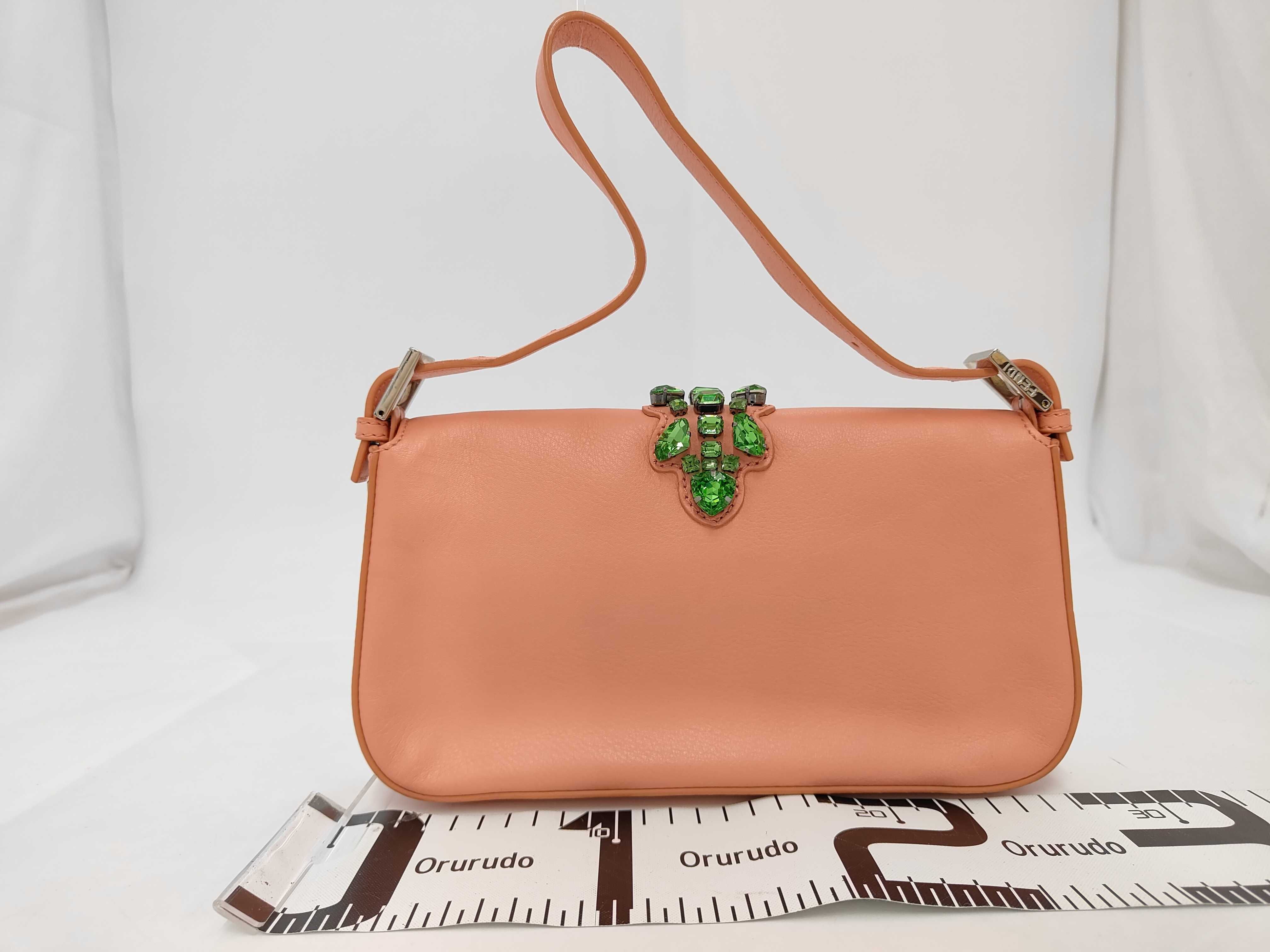 Mamma Bucket Leather Crystal Embellished Shoulder Bag, Pink, with Mirror — view 2