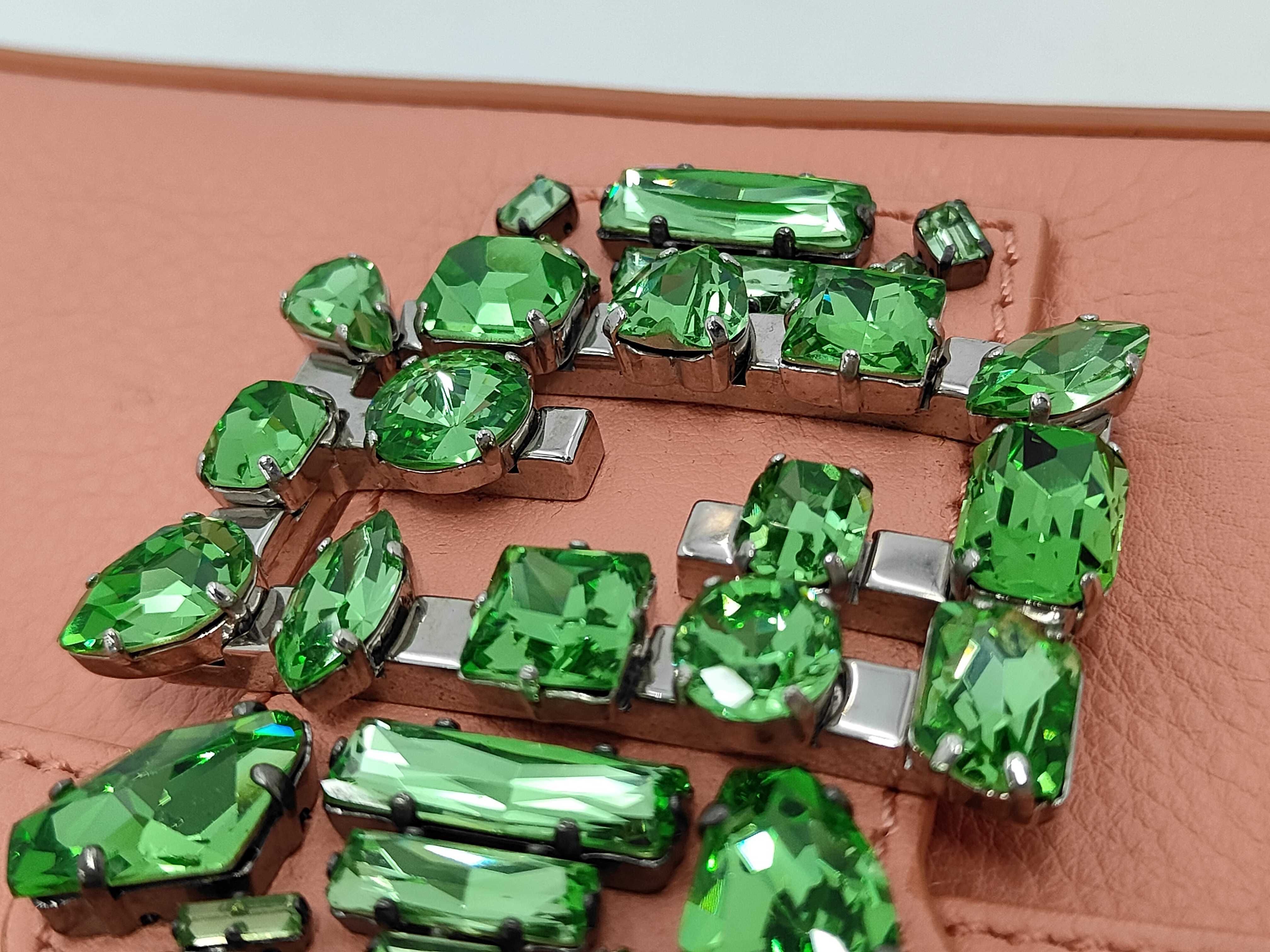 Mamma Bucket Leather Crystal Embellished Shoulder Bag, Pink, with Mirror — view 11