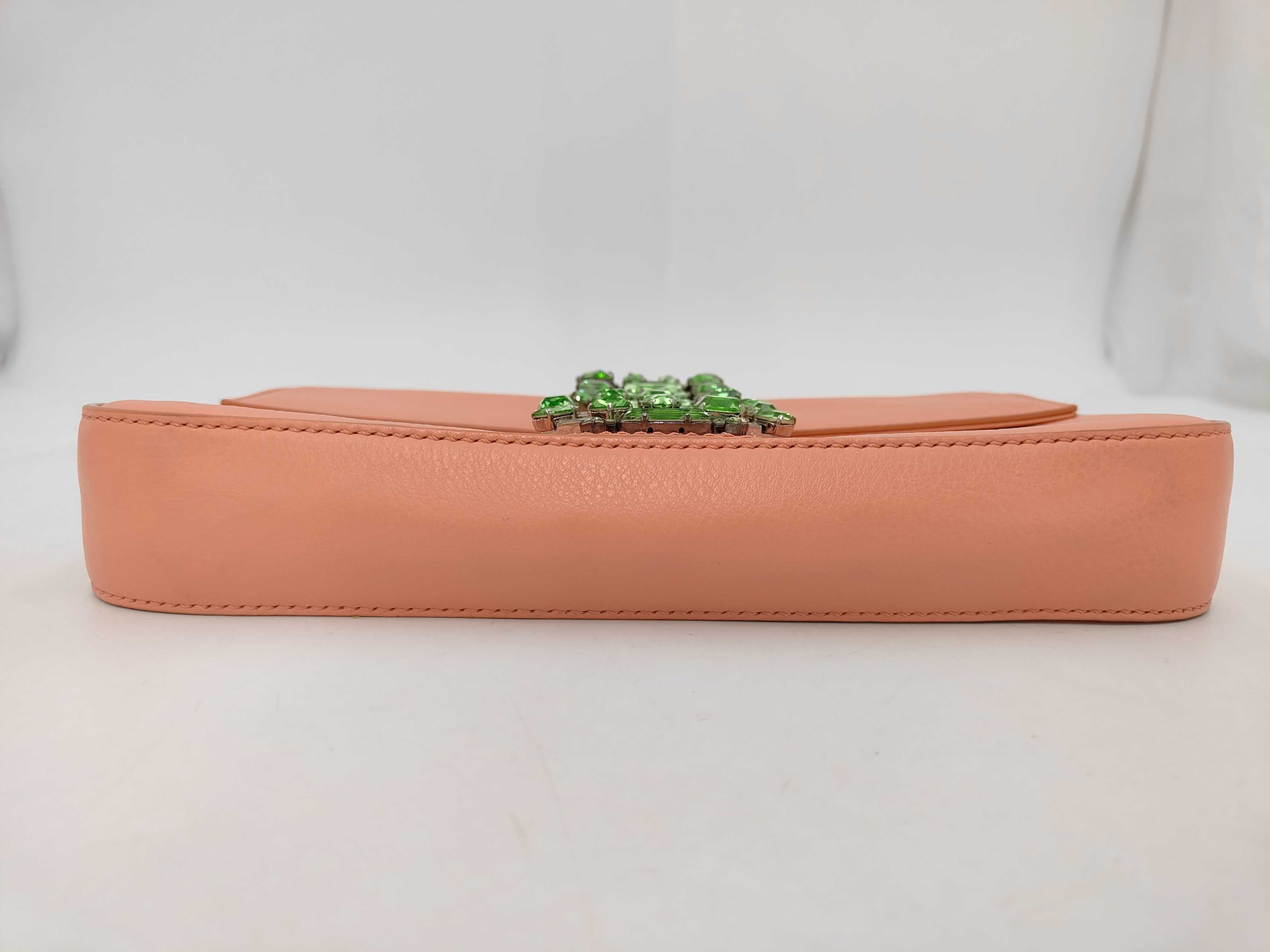 Mamma Bucket Leather Crystal Embellished Shoulder Bag, Pink, with Mirror — view 3