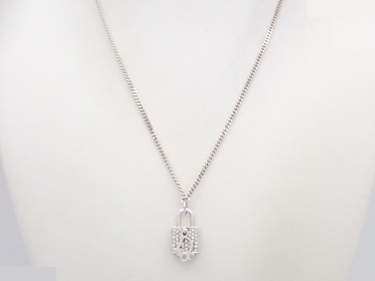 padlock motif rhinestone necklace, with box. — view 3