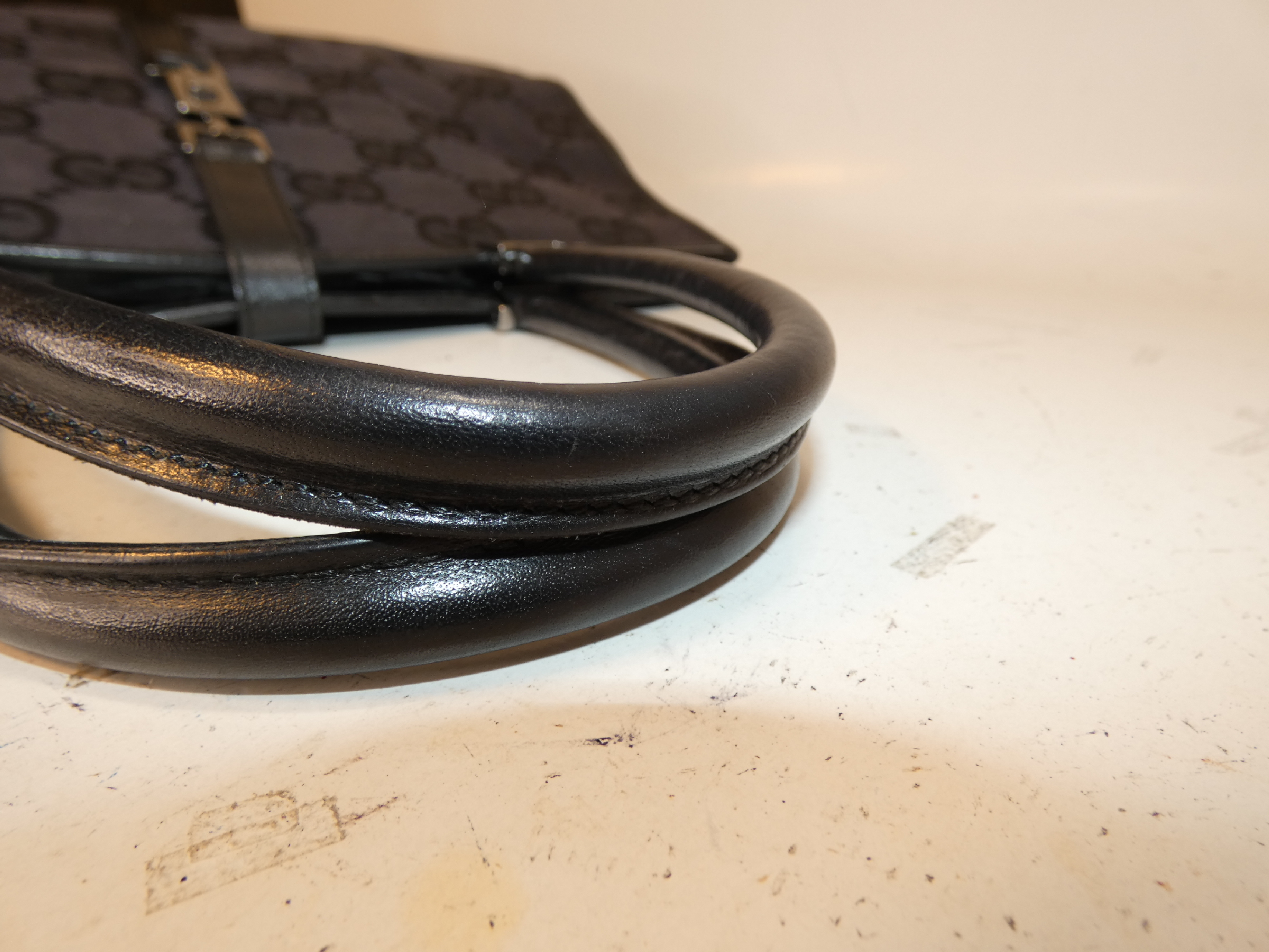 Jackie Jumbo GG Black Canvas Leather Handbag — view 4