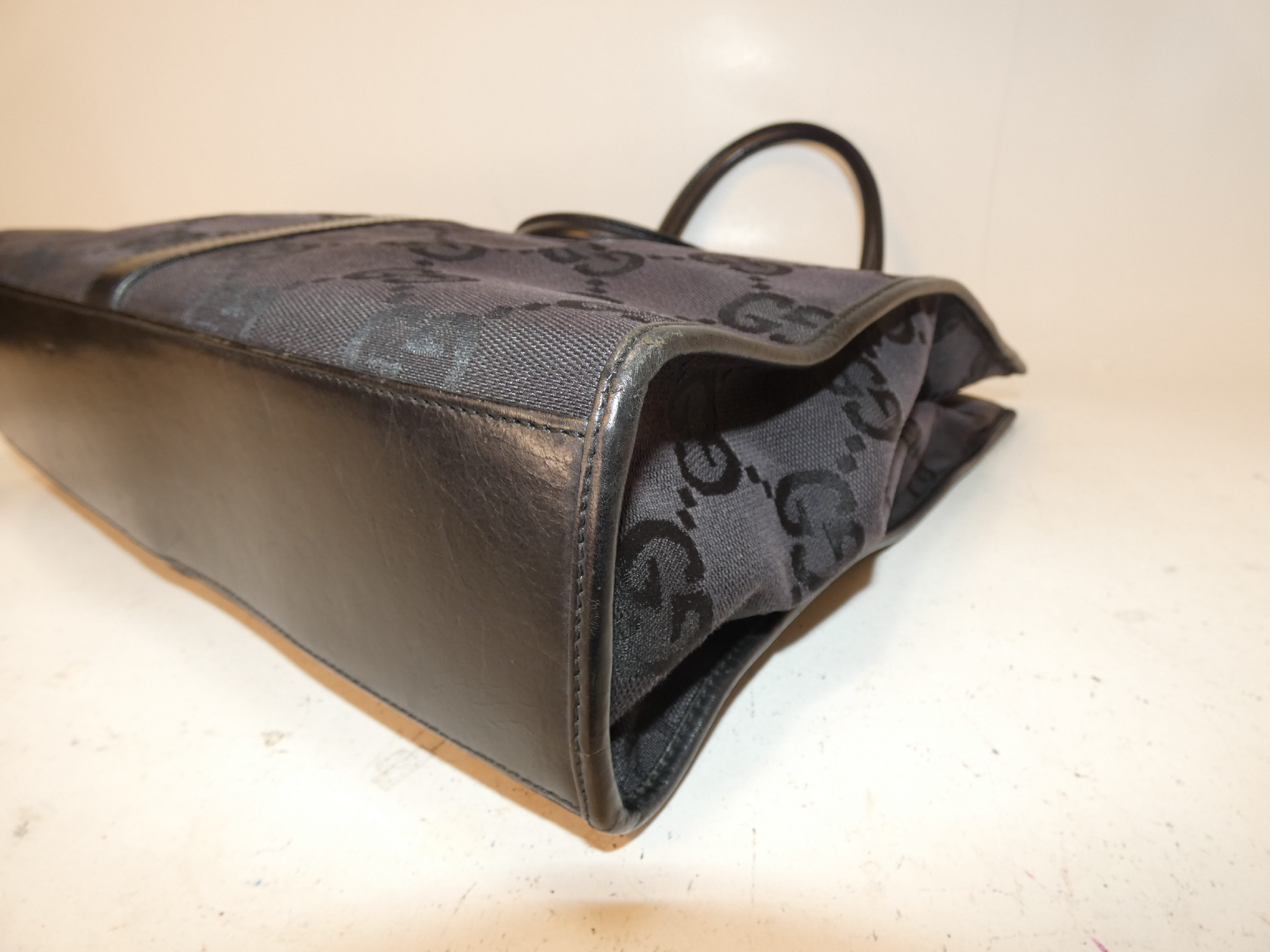Jackie Jumbo GG Black Canvas Leather Handbag — view 6