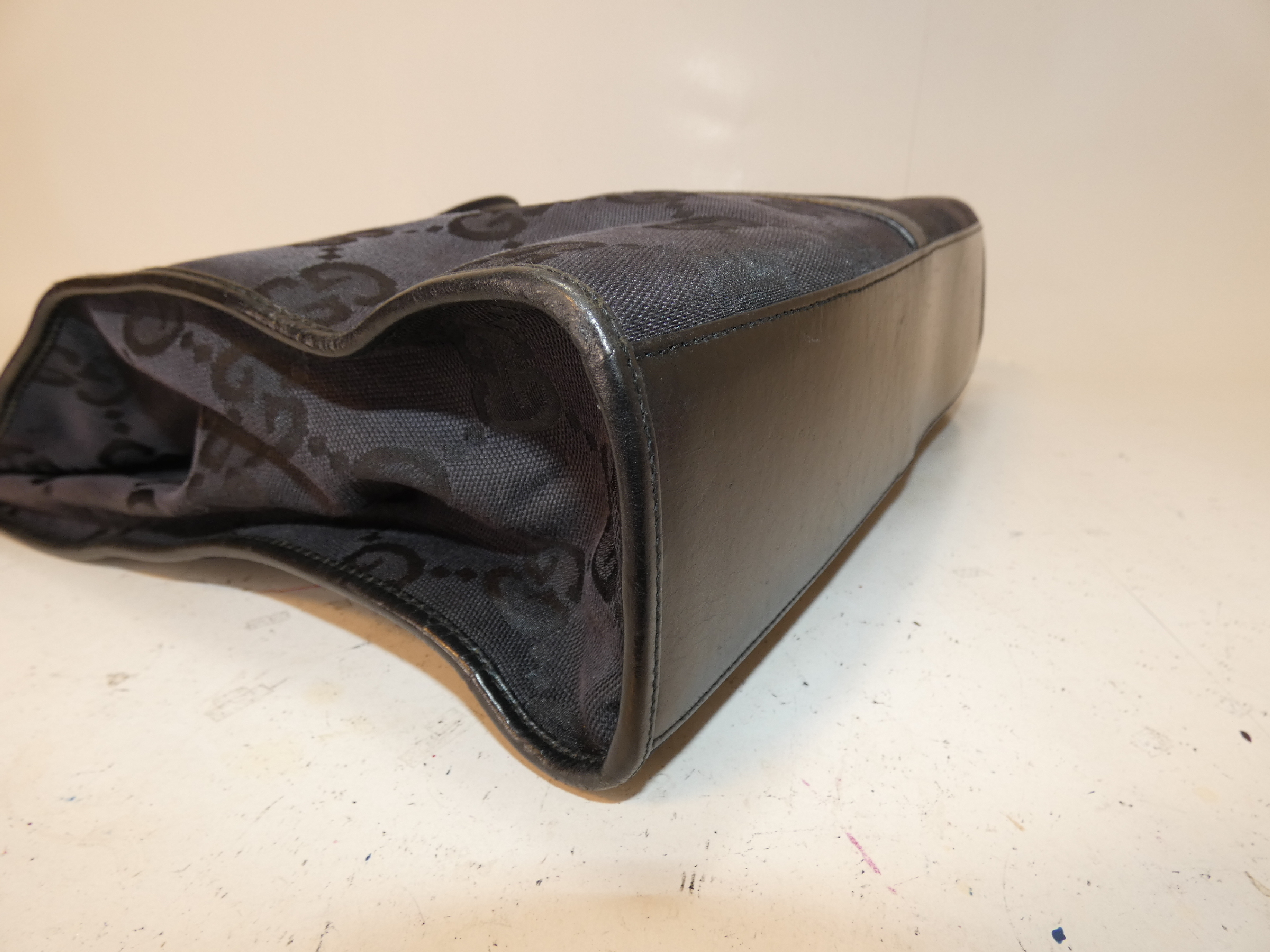 Jackie Jumbo GG Black Canvas Leather Handbag — view 7