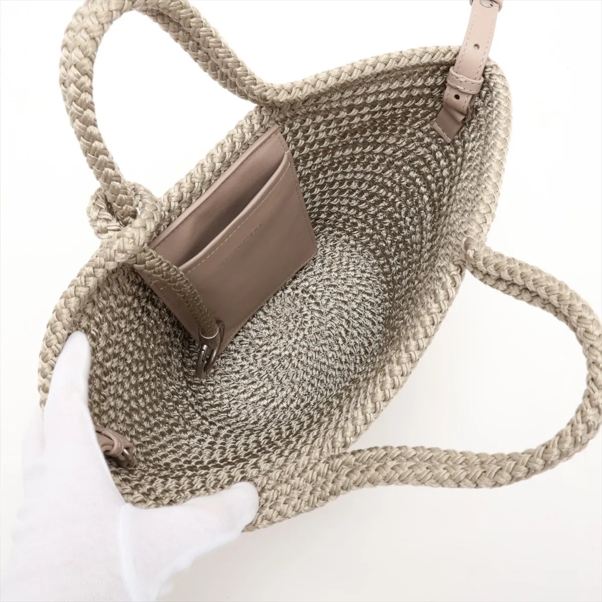 Ibiza Small 695612 Nylon x Leather 2-Way Handbag, Gray — view 8