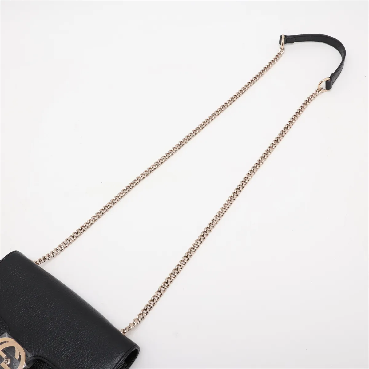 Interlocking G Leather Chain Shoulder Bag, Black, 510304 (Outlet) — view 5