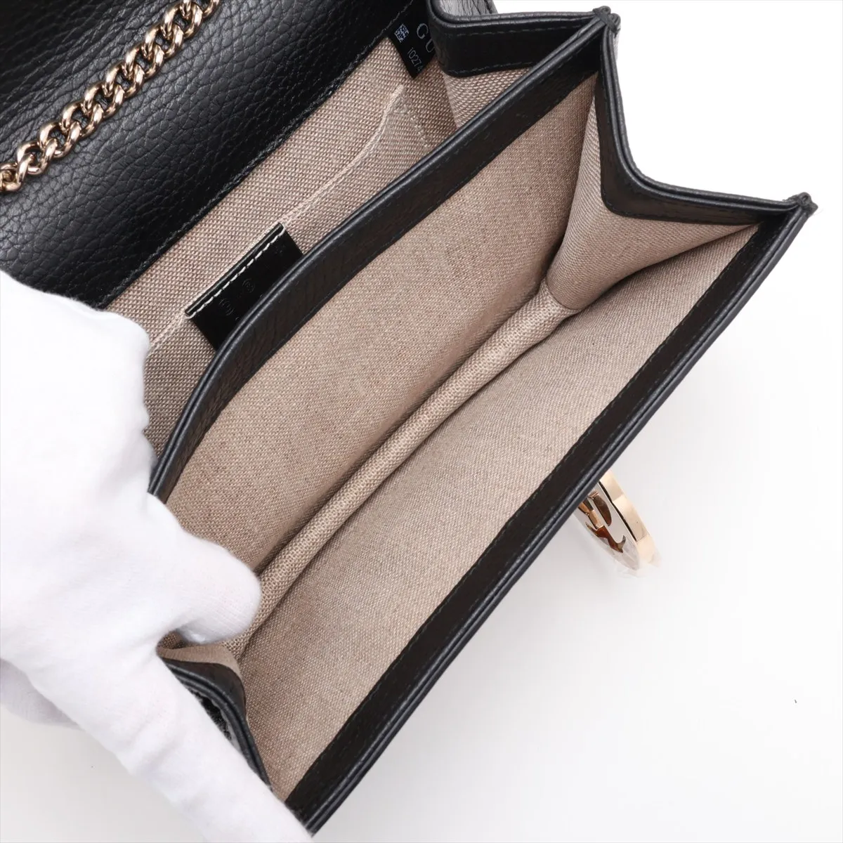 Interlocking G Leather Chain Shoulder Bag, Black, 510304 (Outlet) — view 7