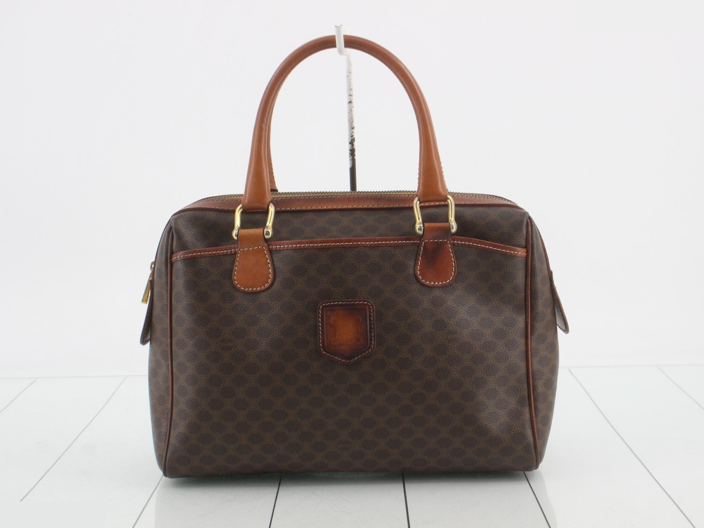 Leather Macadam Handbag, Brown