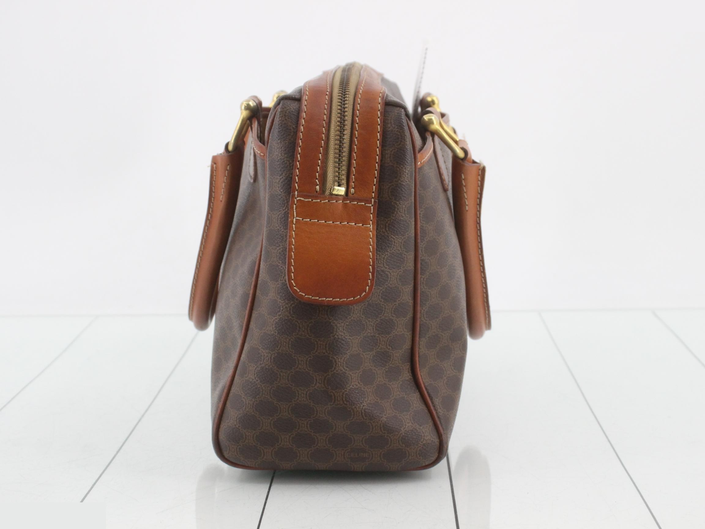 Leather Macadam Handbag, Brown — view 3
