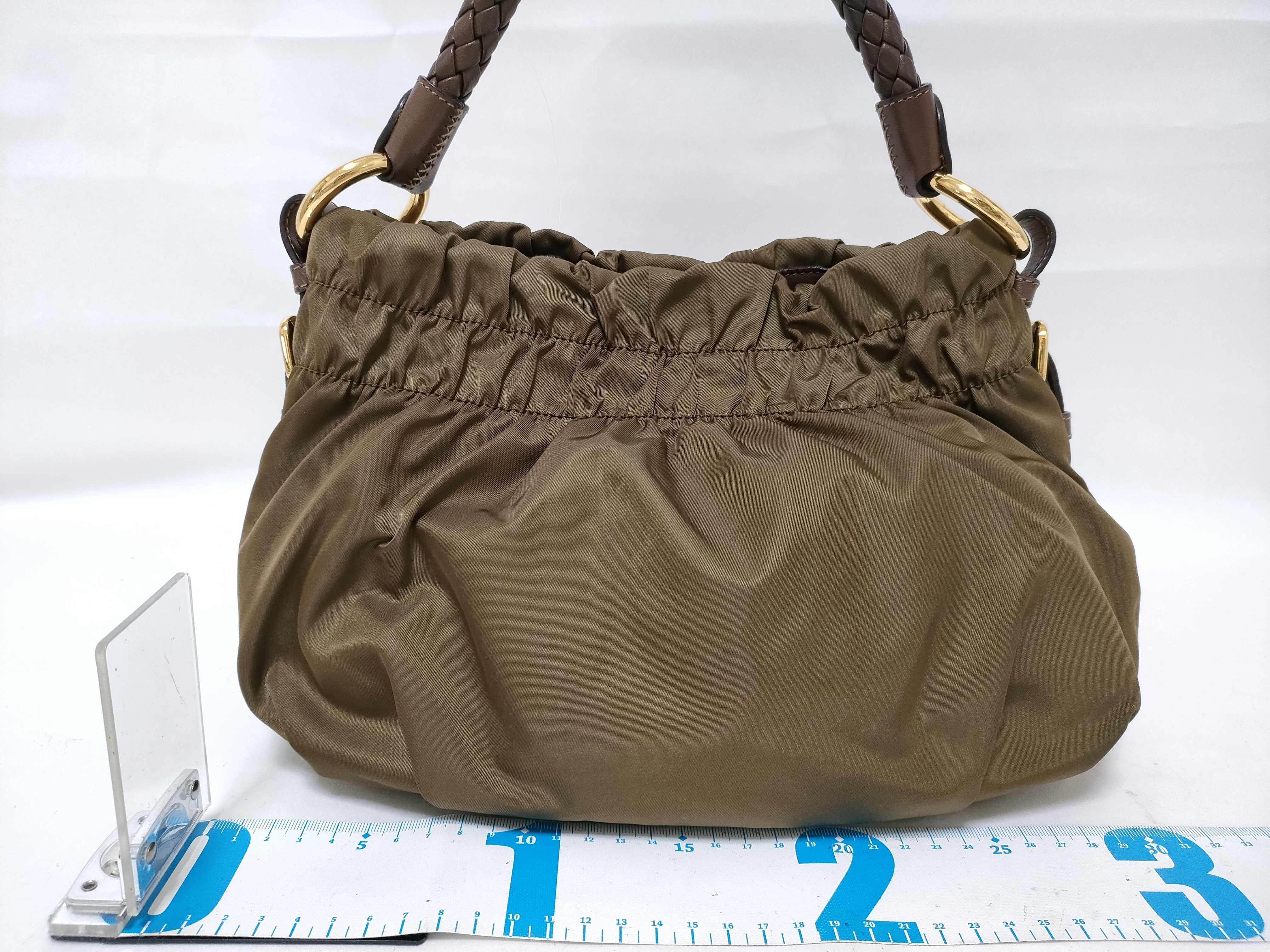 Nylon Leather Handbag BR4237 Green W25cm Handbag — view 2