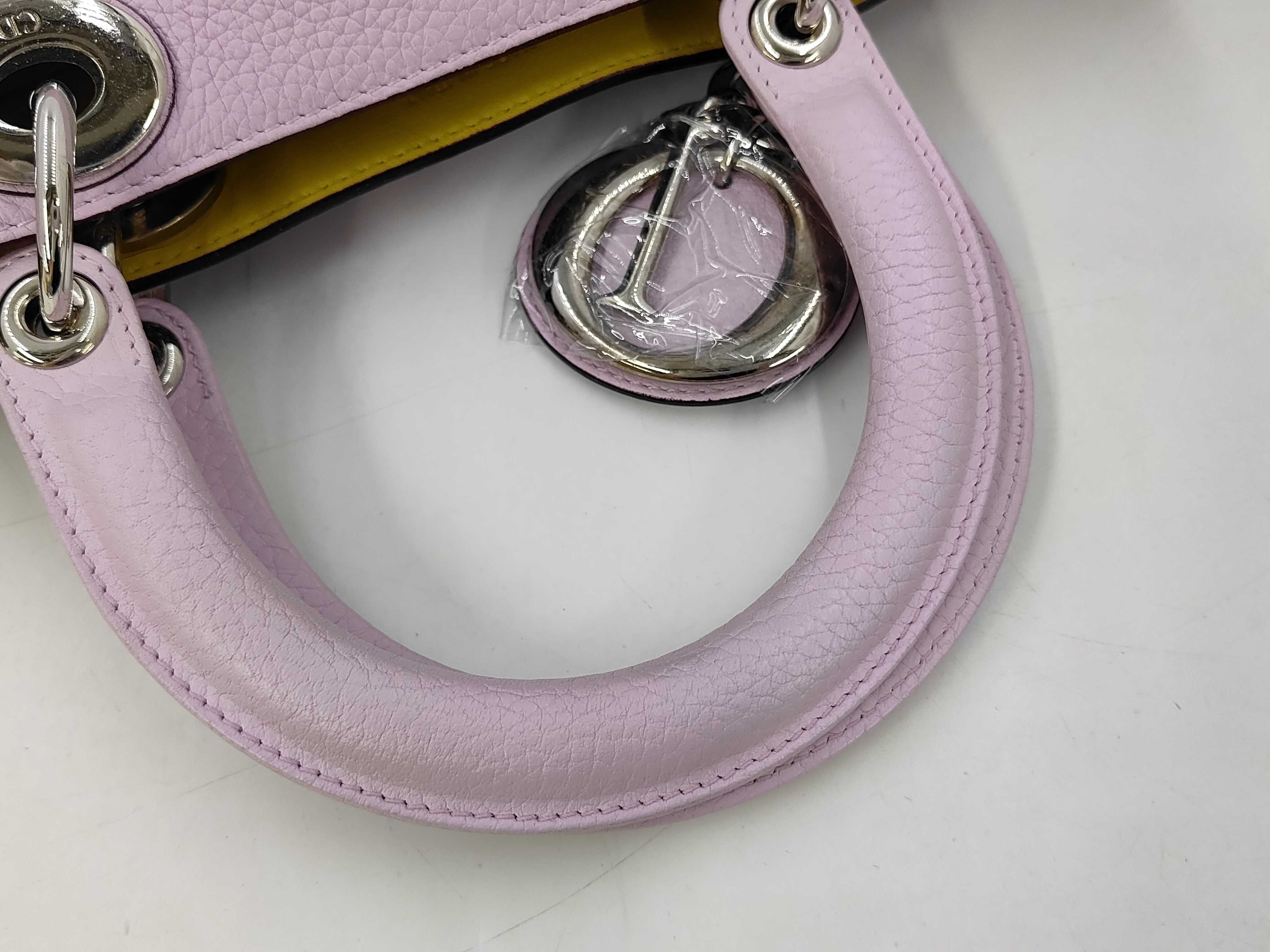 Diorissimo Purple Calfskin Medium Tote Bag with Yellow Interior — view 5