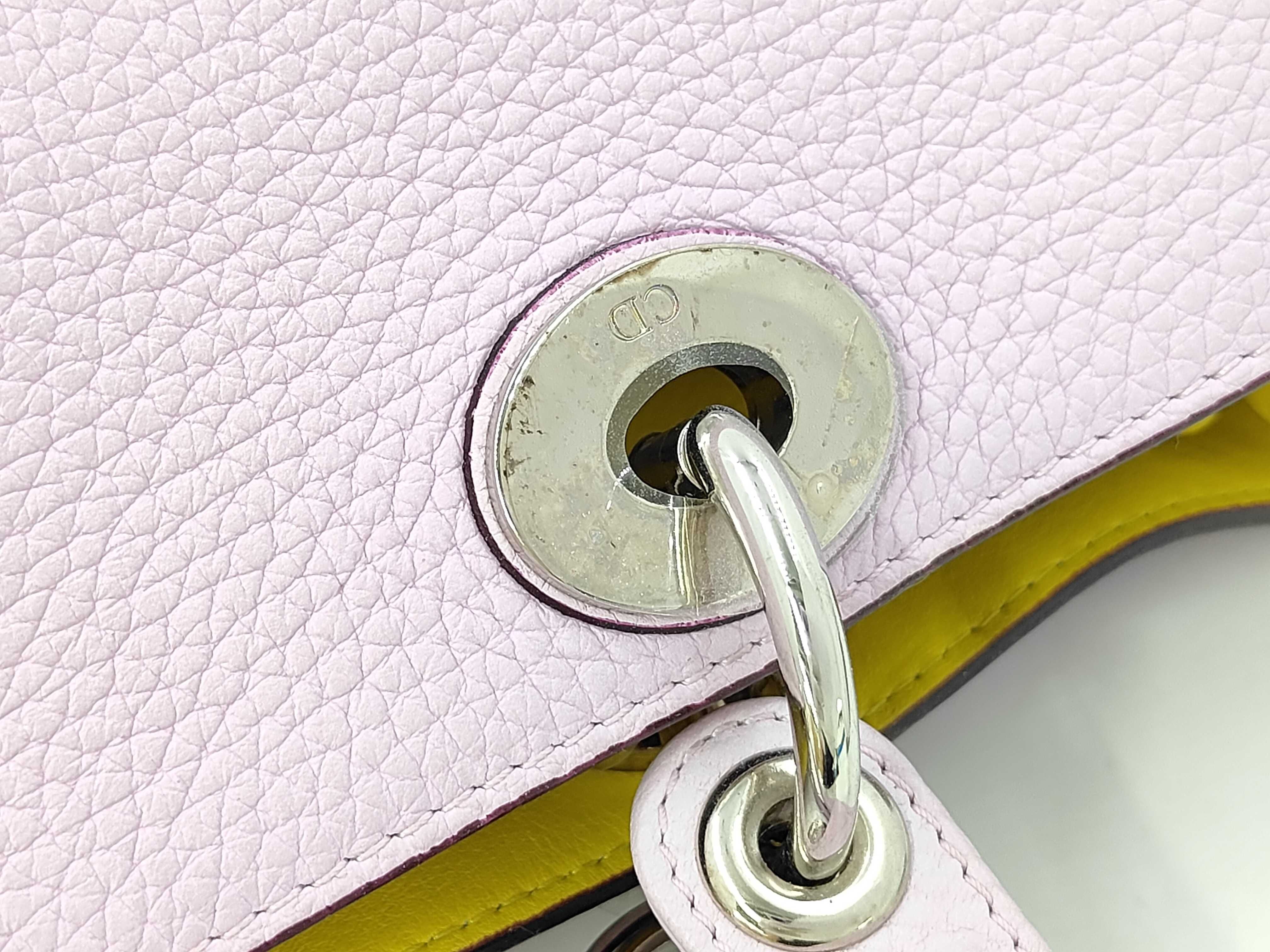 Diorissimo Purple Calfskin Medium Tote Bag with Yellow Interior — view 7
