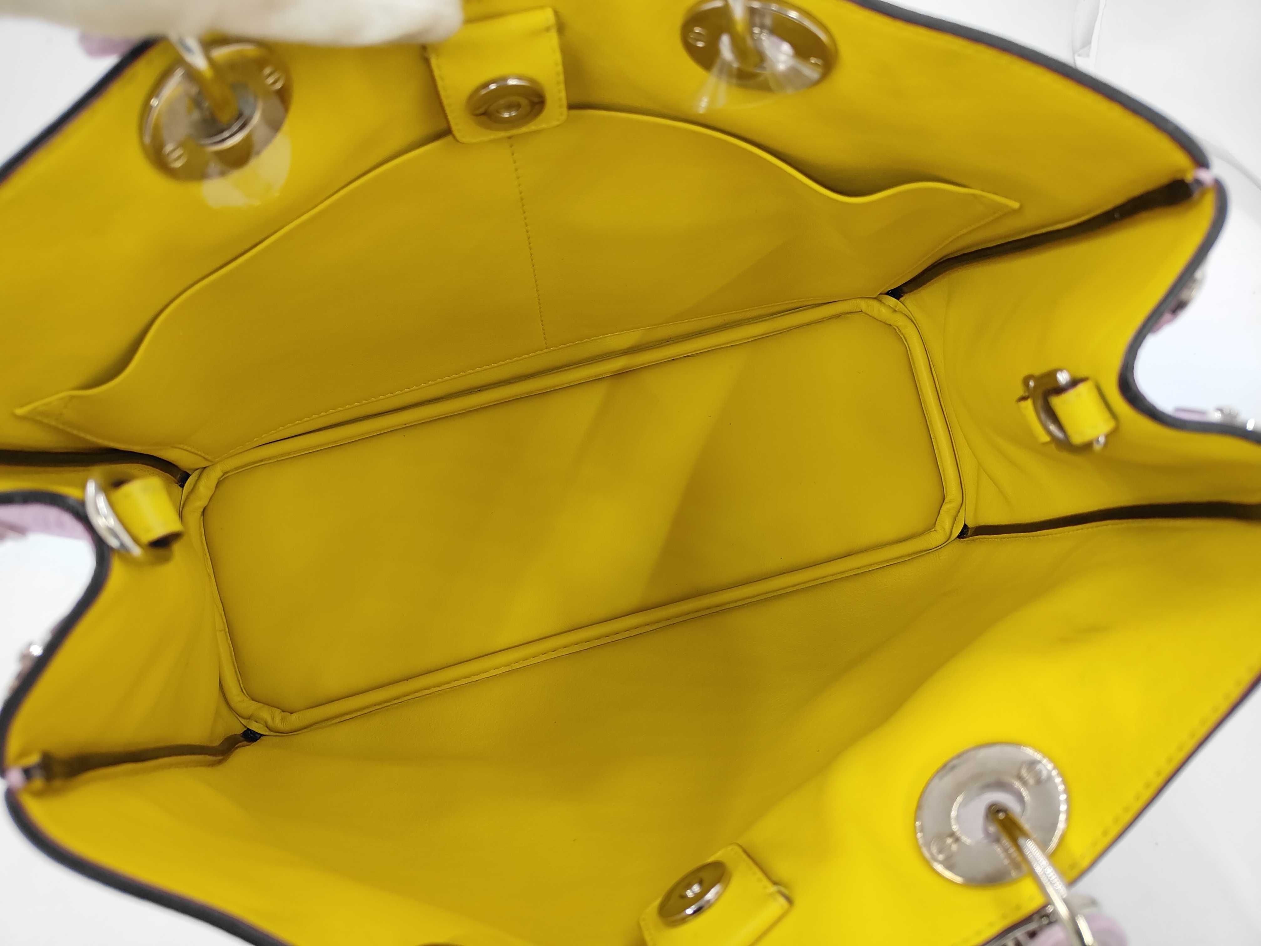 Diorissimo Purple Calfskin Medium Tote Bag with Yellow Interior — view 8