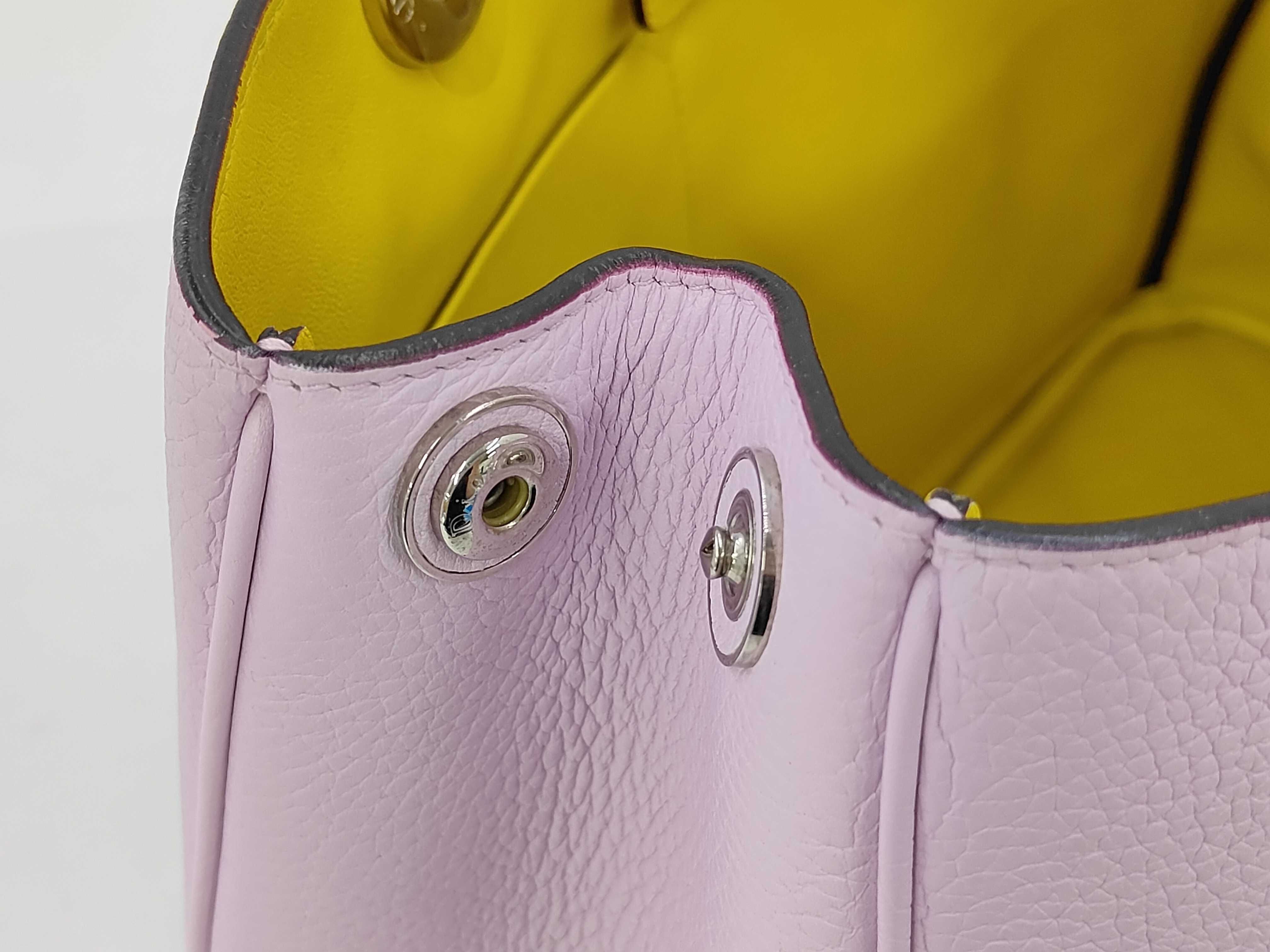 Diorissimo Purple Calfskin Medium Tote Bag with Yellow Interior — view 10