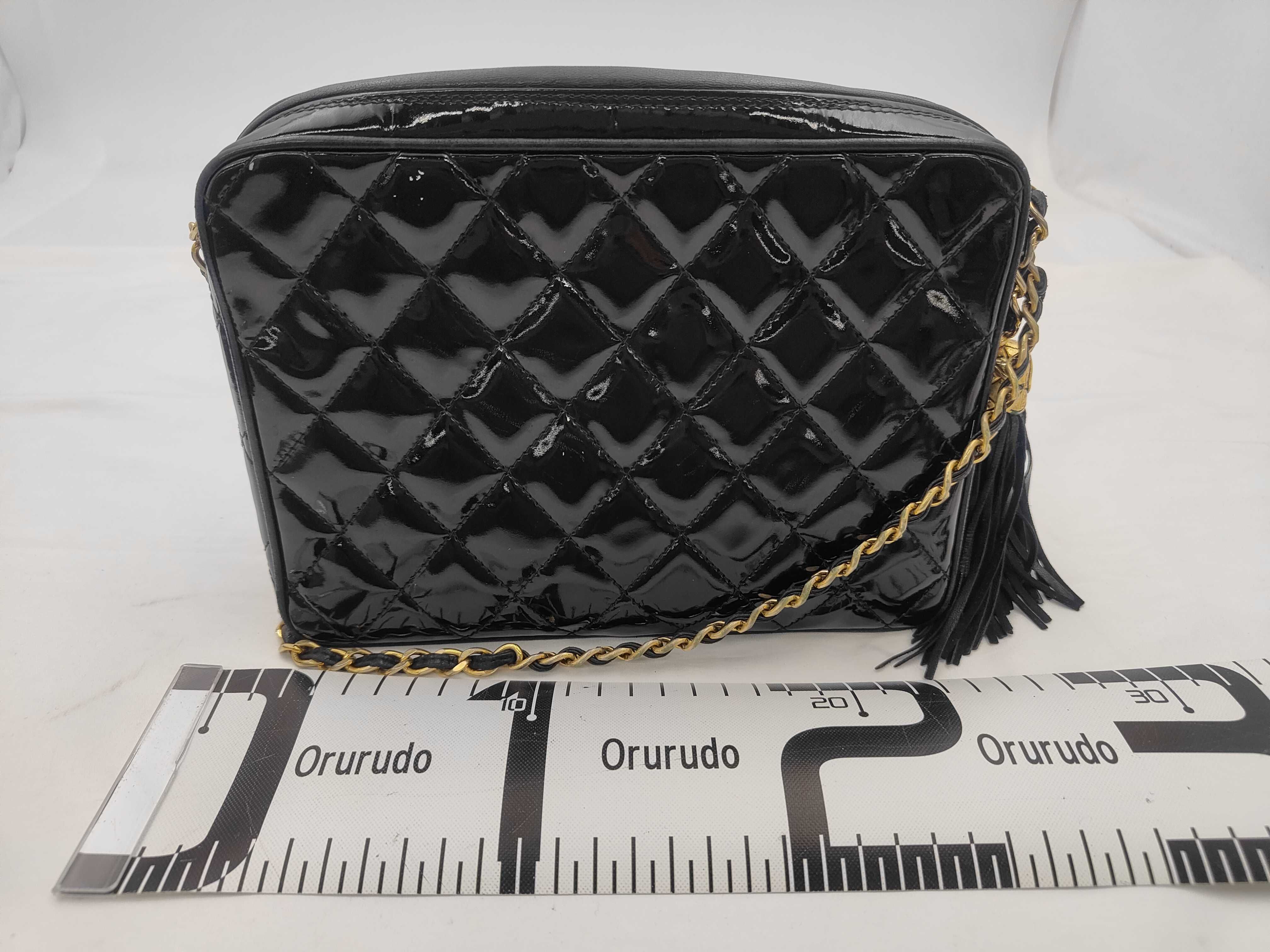 Enamel Matelasse Coco Mark Enamel Fringe Chain Shoulder Bag — view 2