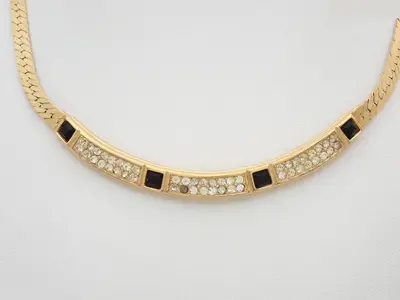 Plated rhinestone necklace, total length approximately 41 cm