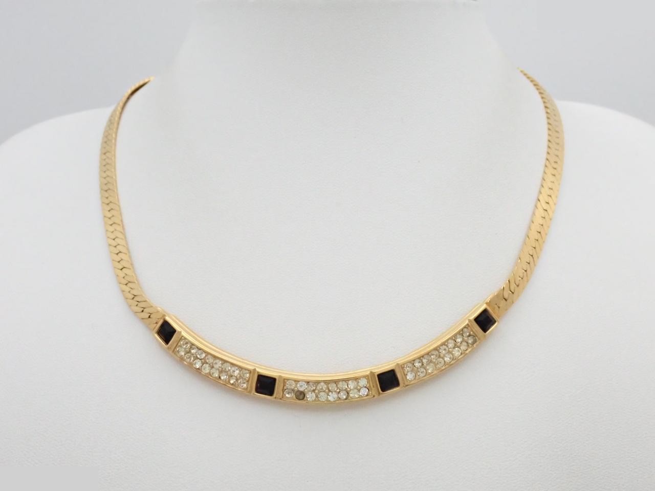 Plated rhinestone necklace, total length approximately 41 cm — view 3