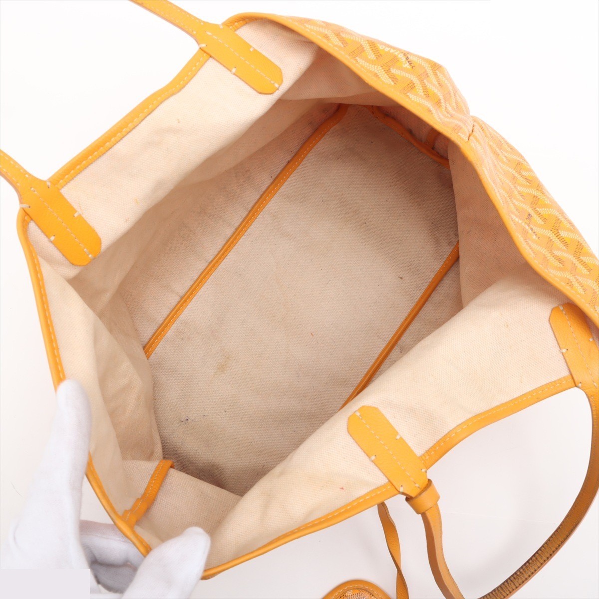 Saint Louis PM PVC x Leather Tote Bag, Yellow — view 6