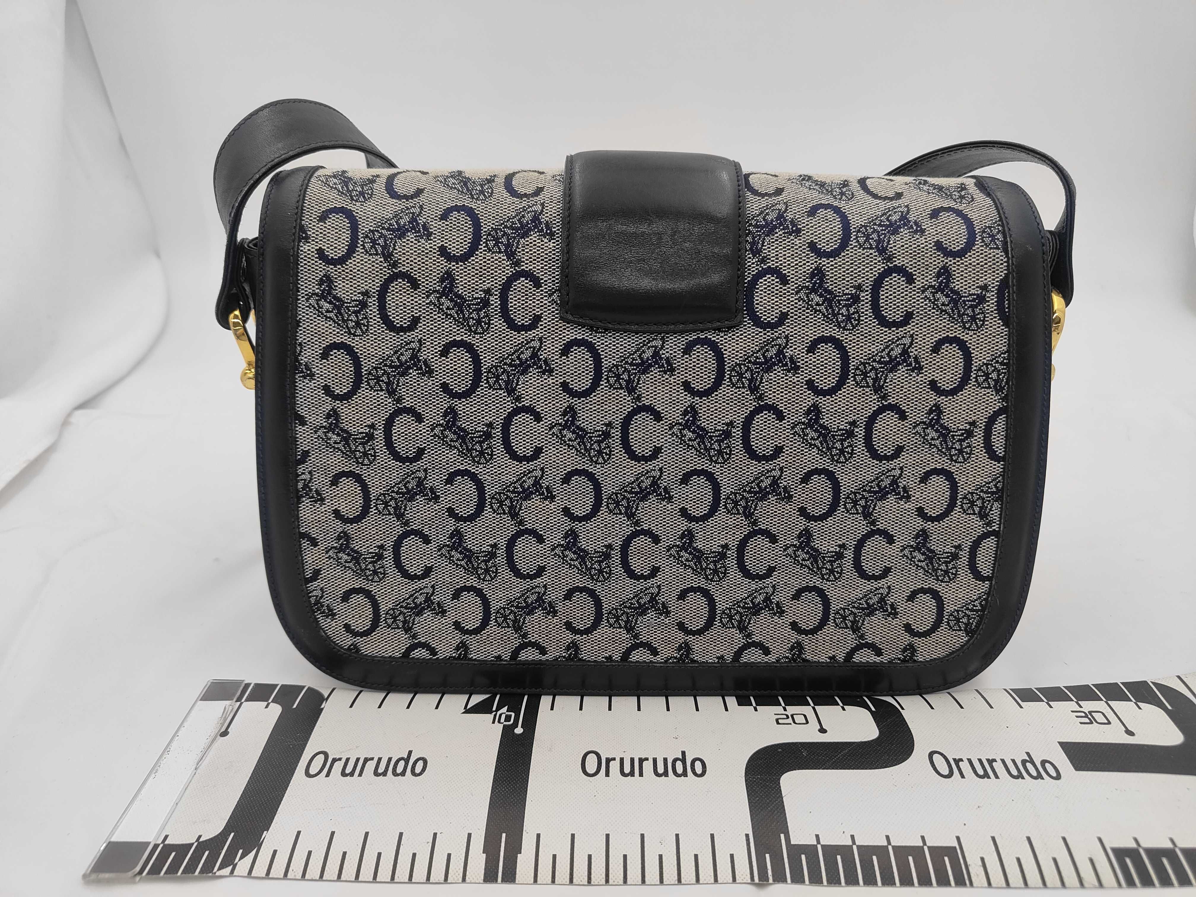 C Macadam Carriage Hardware Shoulder Bag, Navy — view 2
