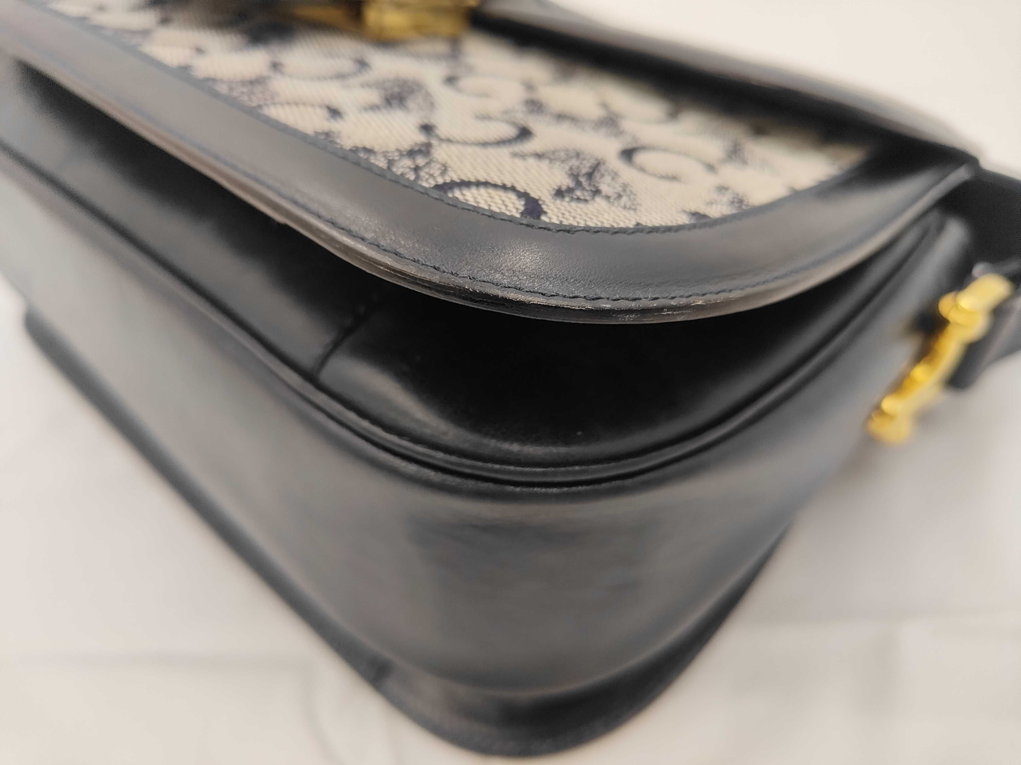 C Macadam Carriage Hardware Shoulder Bag, Navy — view 6