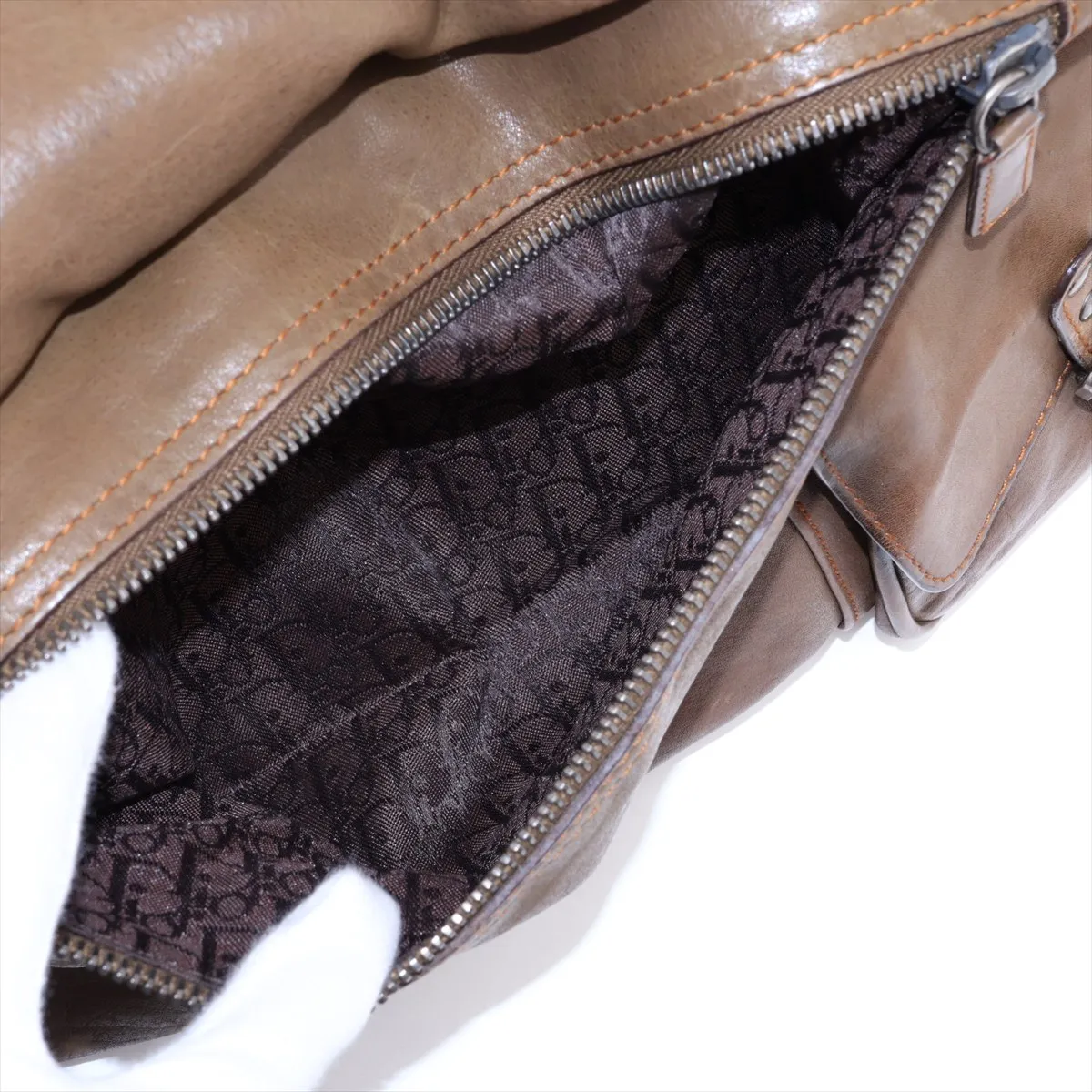 Gaucho Leather Shoulder Bag, Khaki — view 11