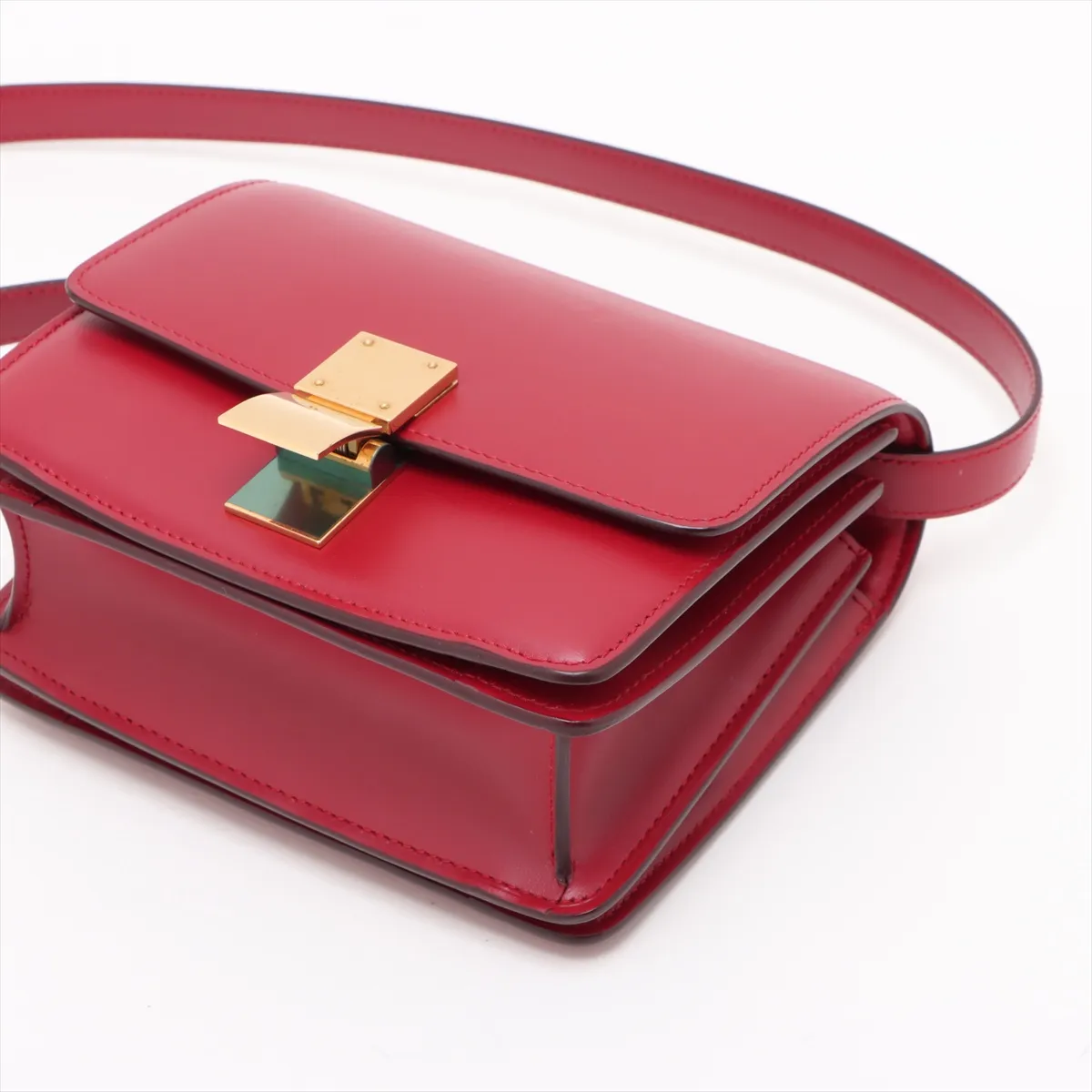 Classic Box Small Leather Shoulder Bag Red — view 3