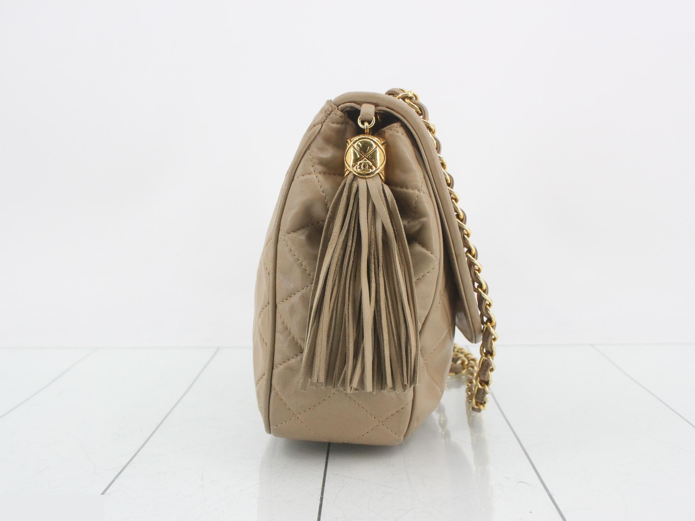 Matelassé Leather Fringe Chain Shoulder Bag — view 4