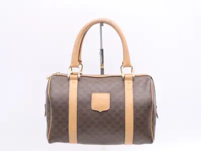 PVC x Leather Macadam Mini Boston Bag, Brown, Gold Hardware