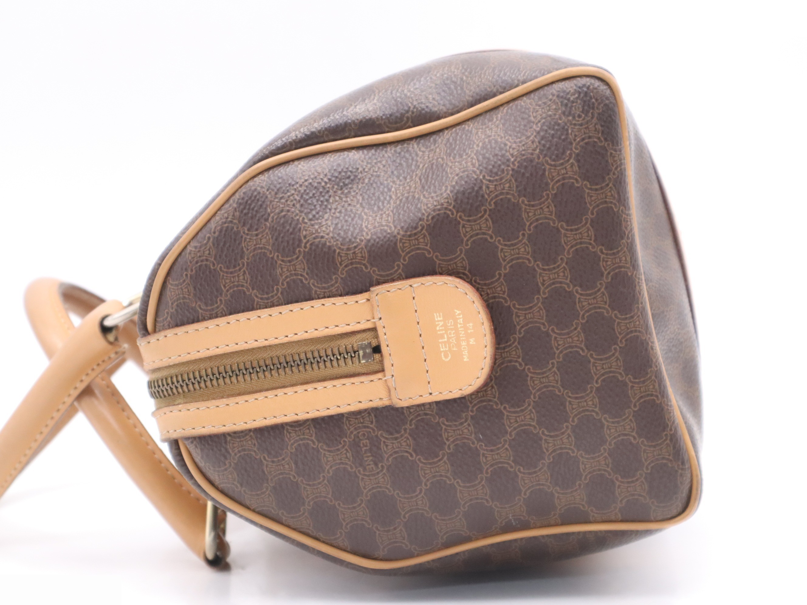 PVC x Leather Macadam Mini Boston Bag, Brown, Gold Hardware — view 3