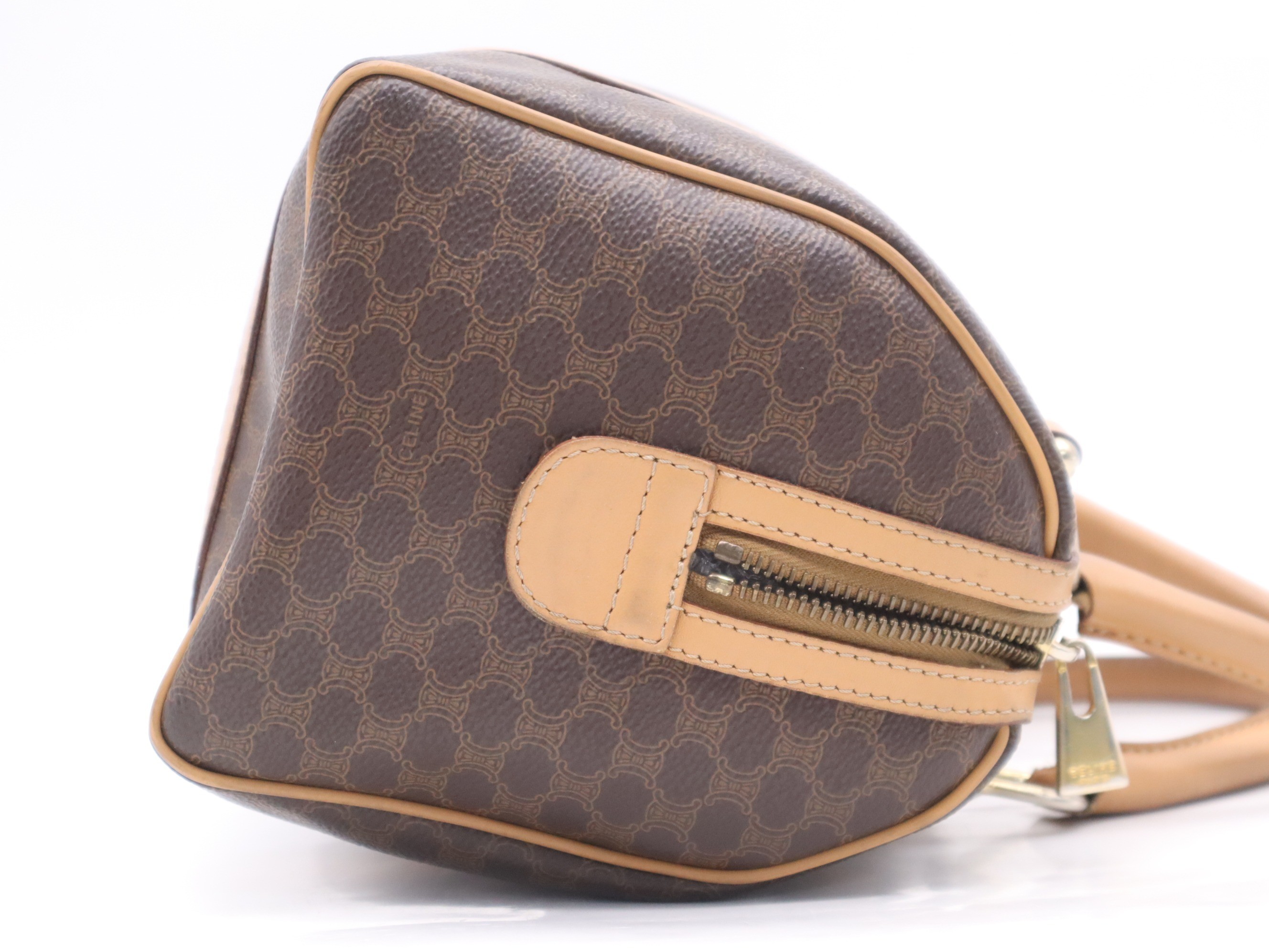 PVC x Leather Macadam Mini Boston Bag, Brown, Gold Hardware — view 5