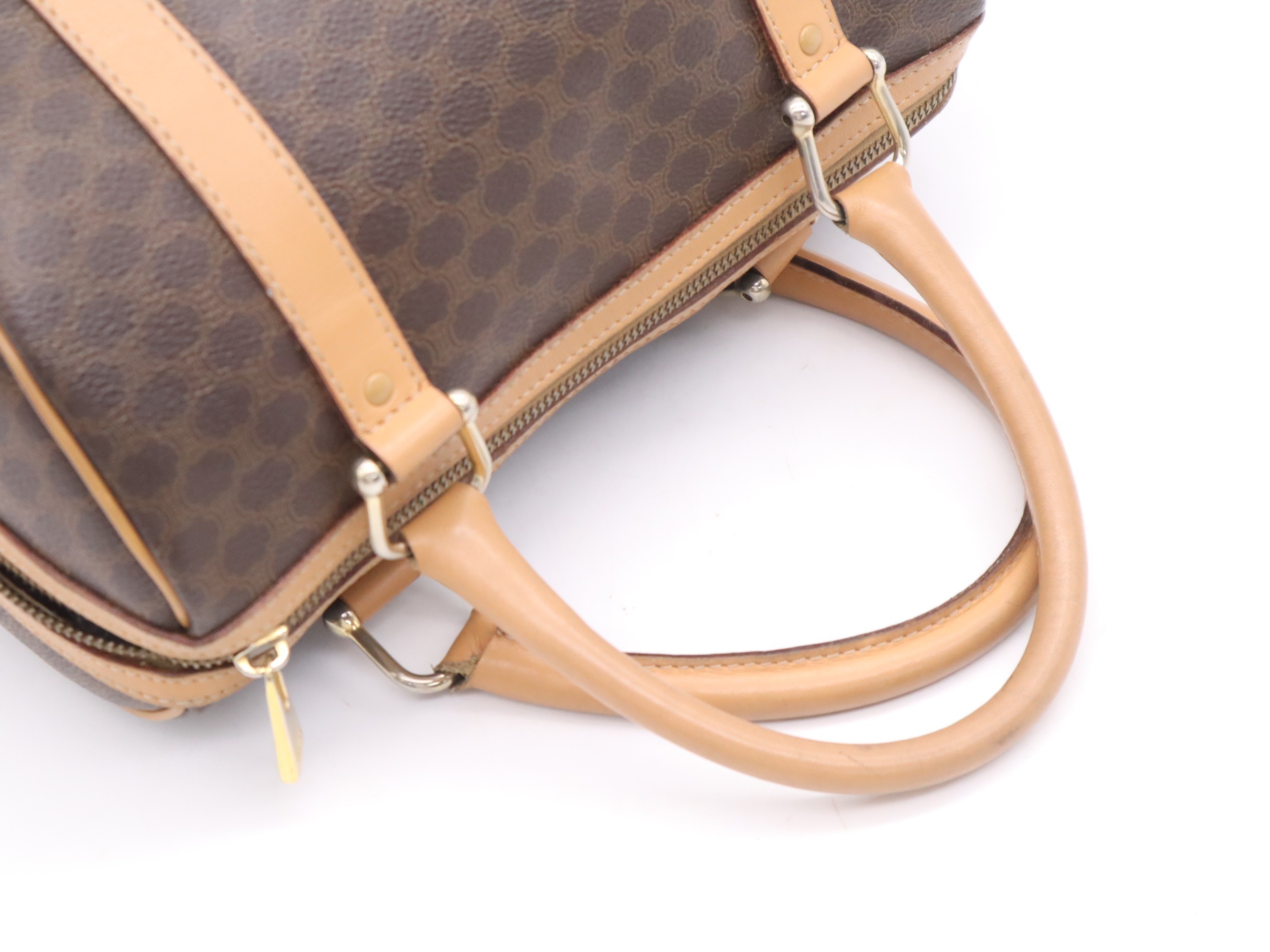 PVC x Leather Macadam Mini Boston Bag, Brown, Gold Hardware — view 6