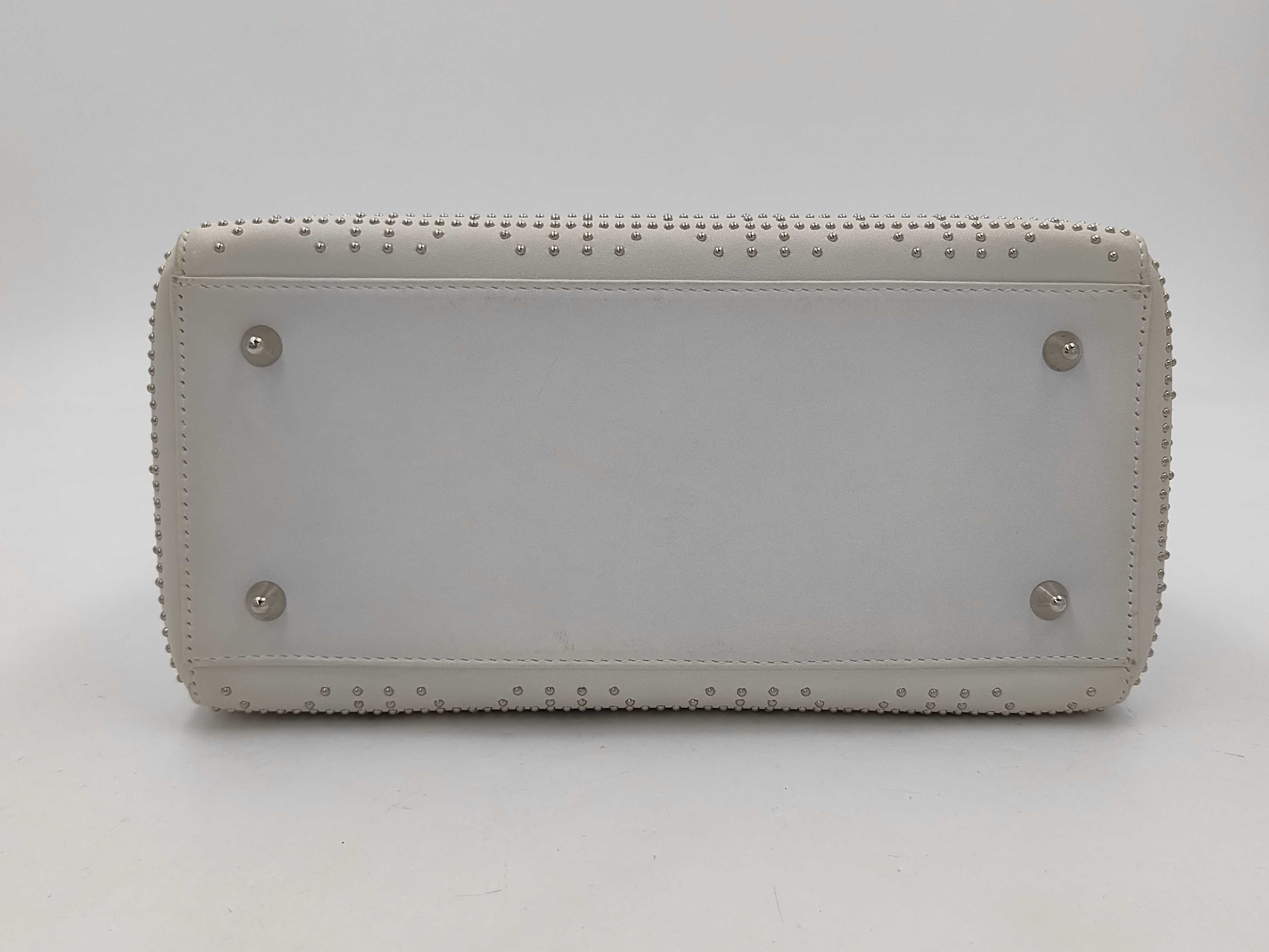 Lady Dior CD Lady Medium Cannage 2-Way Studded Lambskin White Silver Hardware 09-MA-1023 Strap 24x20x10cm Shoulder Strap Approx. 90cm Handbag — view 4