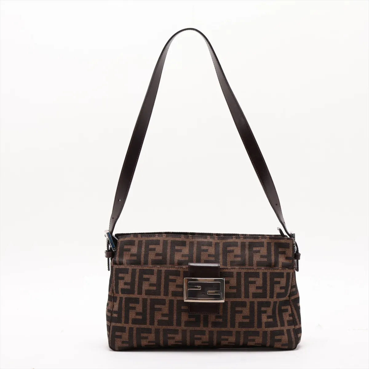 Zucca Canvas x Leather Shoulder Bag, Brown, 26566