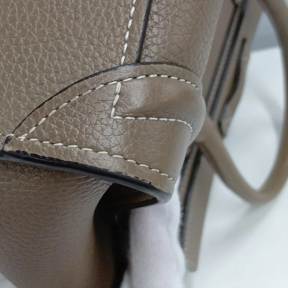 Luggage Nano Shopper Leather 2-Way Handbag, Beige — view 15