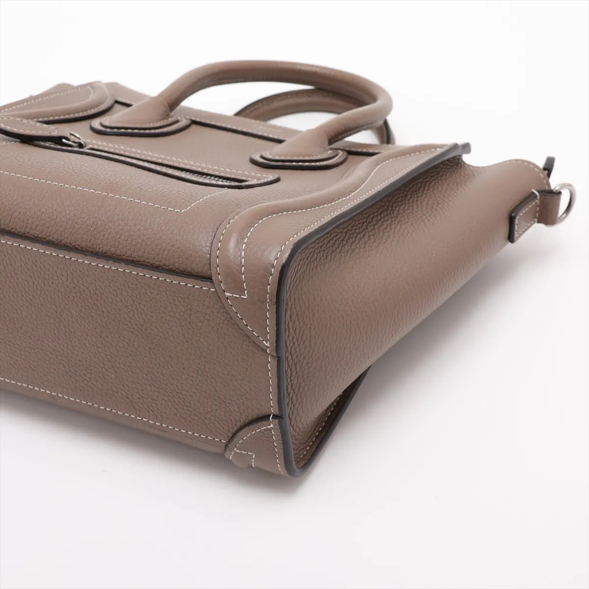 Luggage Nano Shopper Leather 2-Way Handbag, Beige — view 3