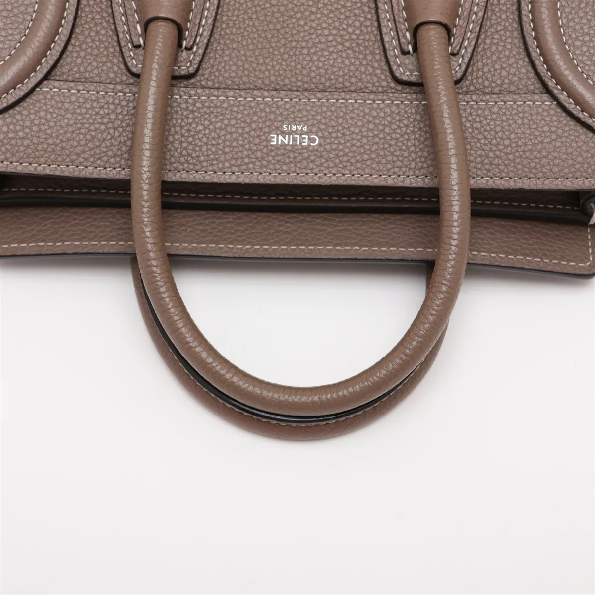 Luggage Nano Shopper Leather 2-Way Handbag, Beige — view 5