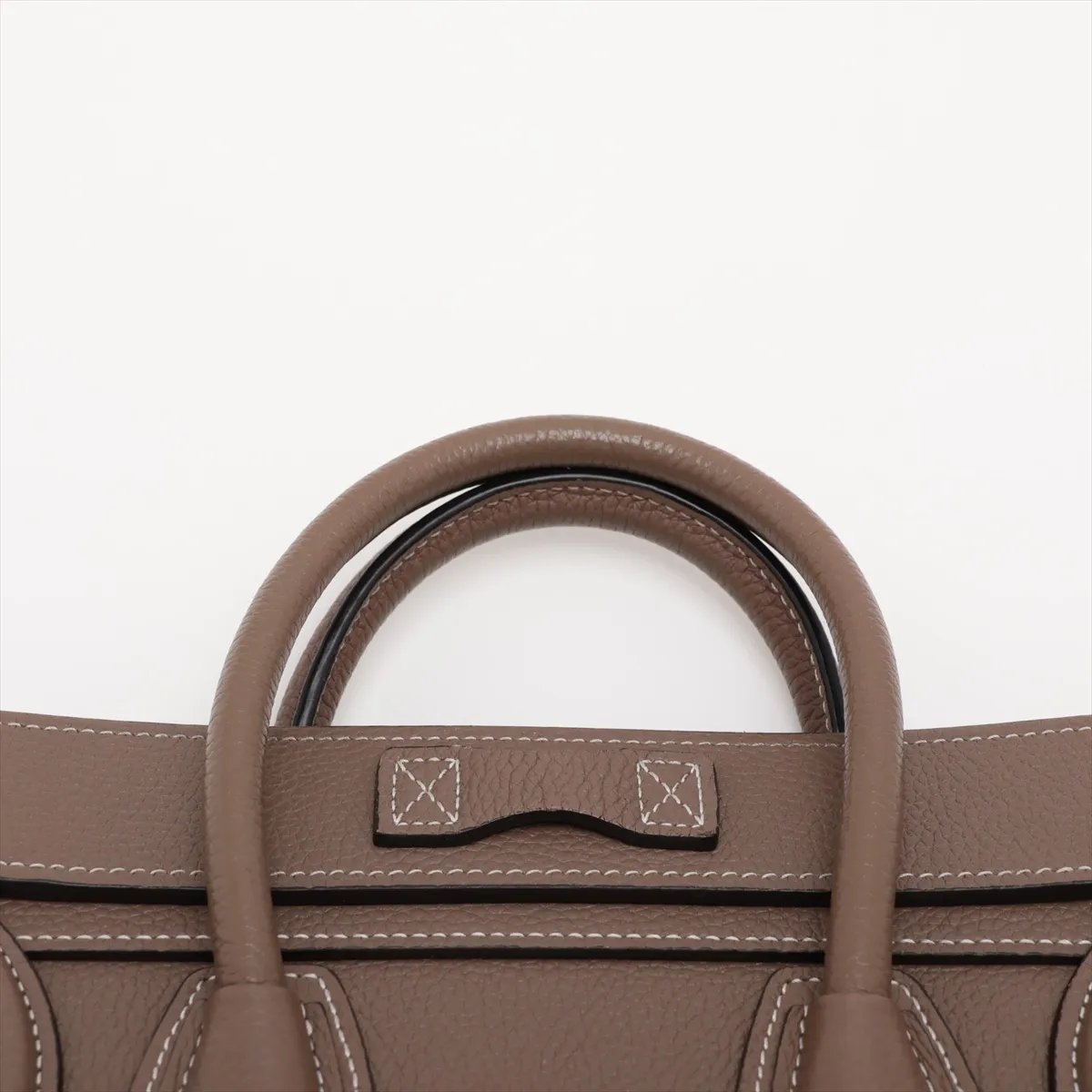 Luggage Nano Shopper Leather 2-Way Handbag, Beige — view 6
